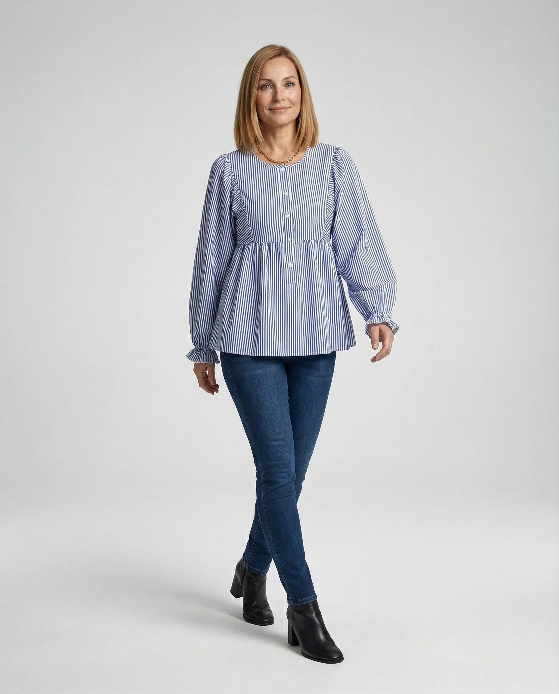 Damen Bluse Babydoll Streifen - Image 4