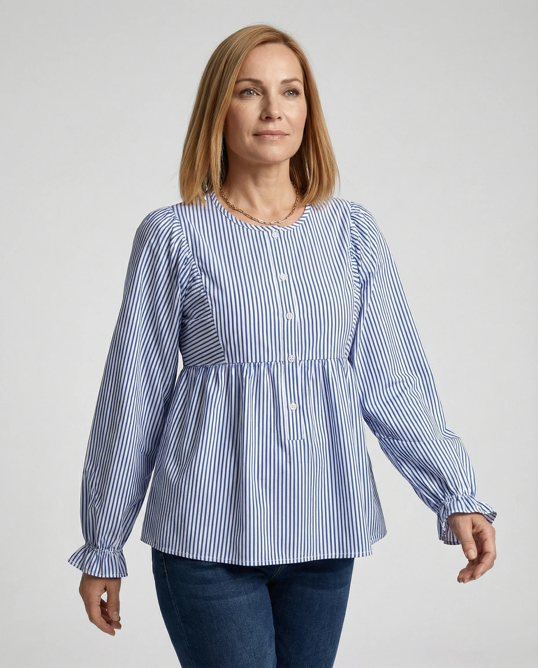 Damen Bluse Babydoll Streifen - Image 5
