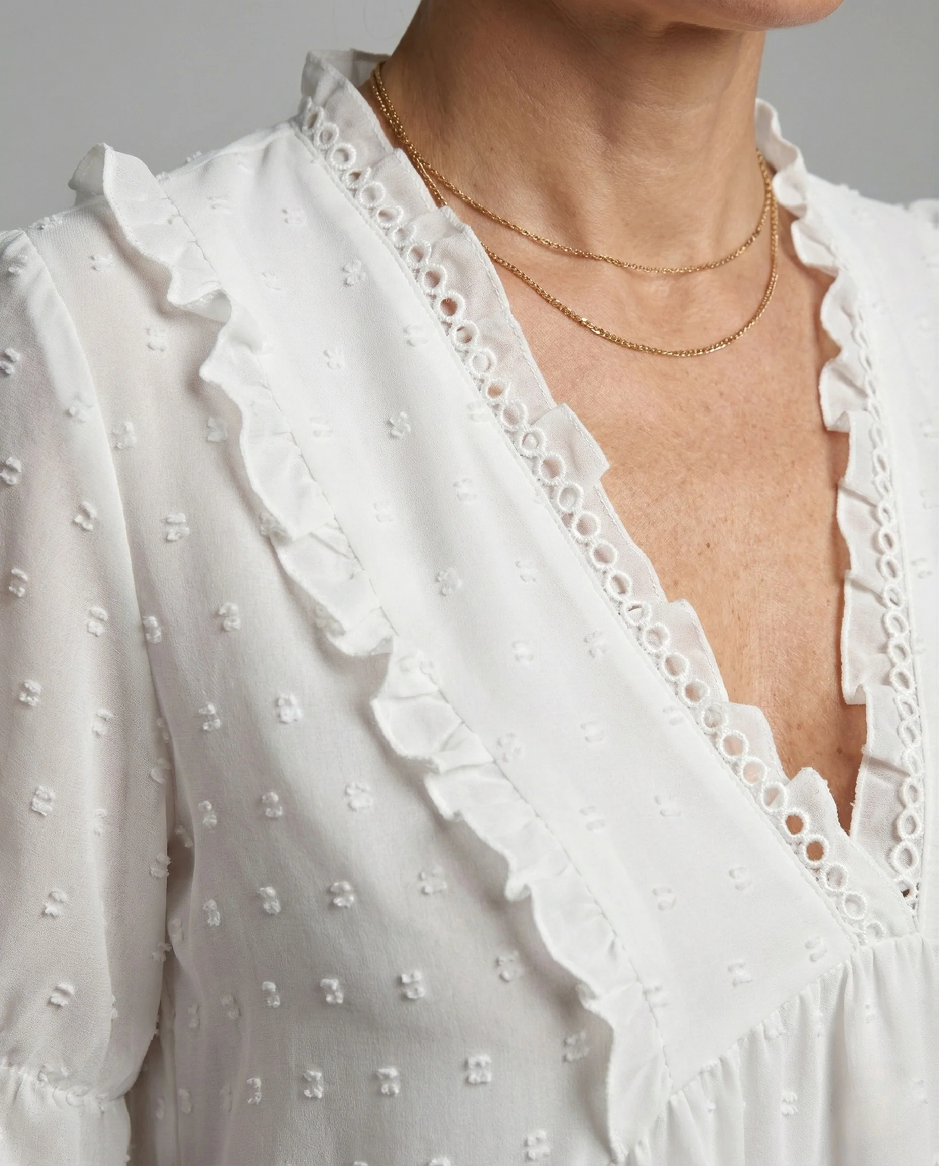 Bluse Damen V-Ausschnitt Rüschen - Image 3