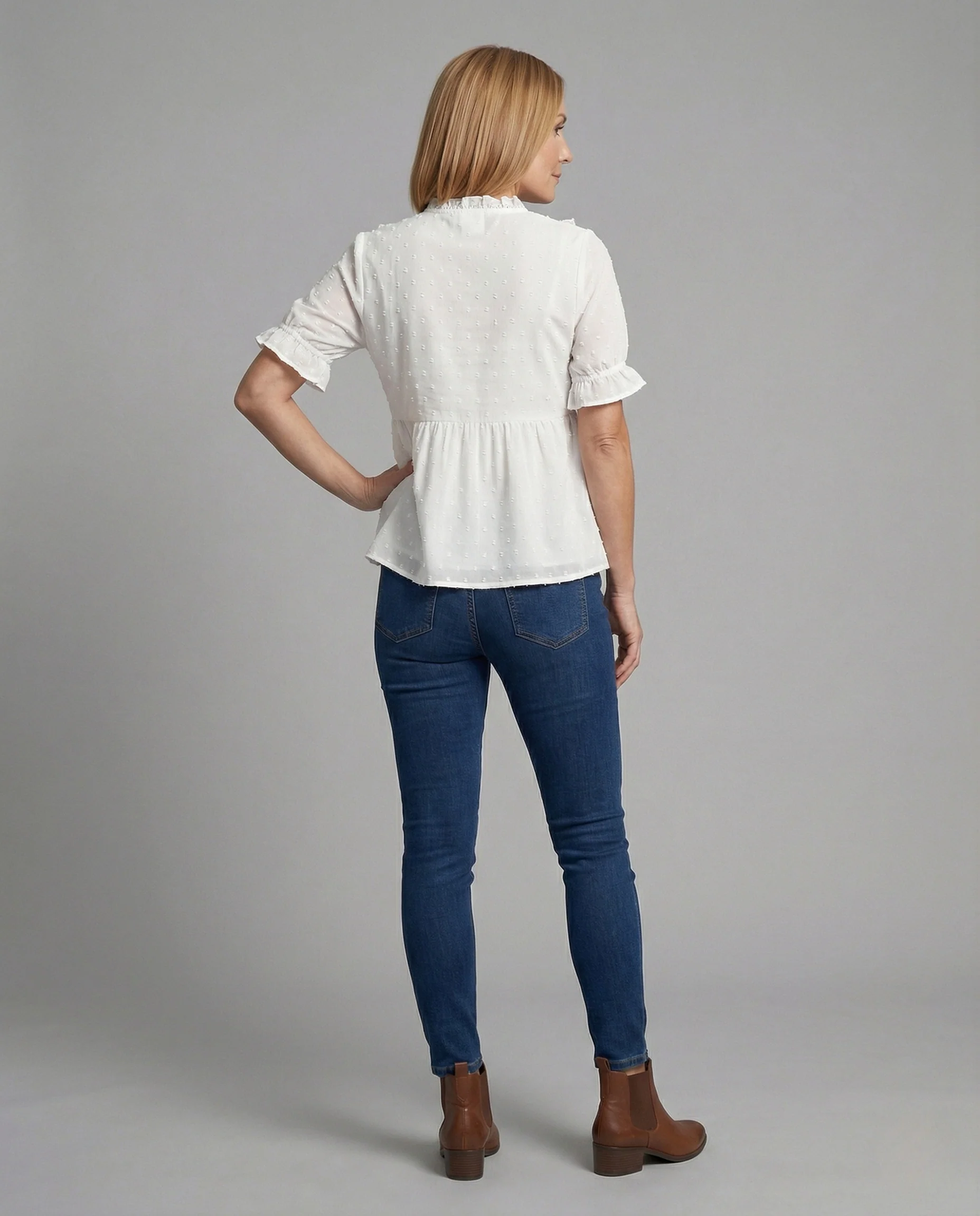 Bluse Damen V-Ausschnitt Rüschen - Image 4