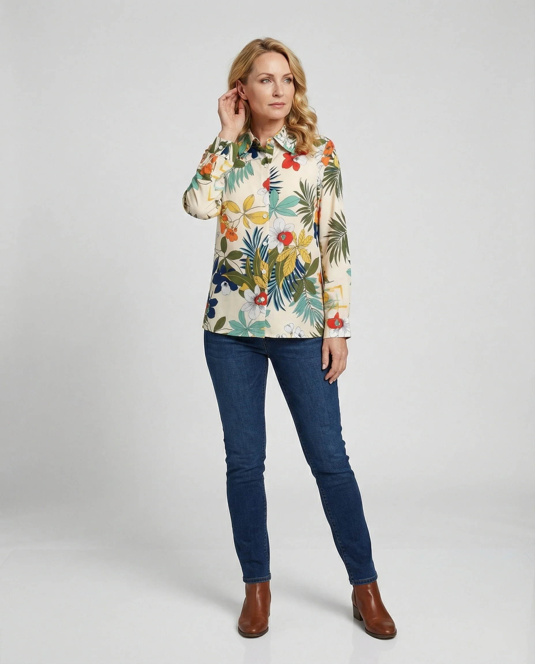 Damen Bluse Floral Viskose - Image 4