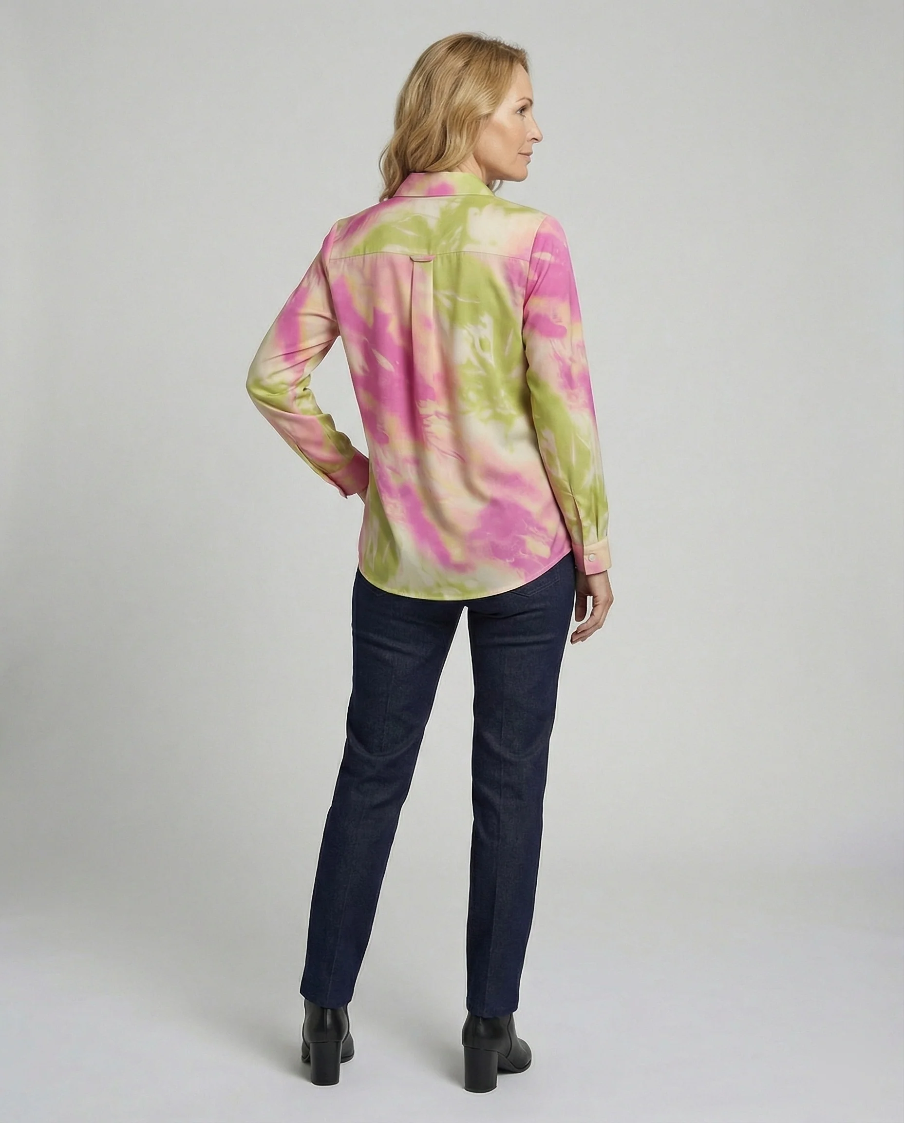 Damen Blusentop Viskose Batik mit Kentkragen - Image 3