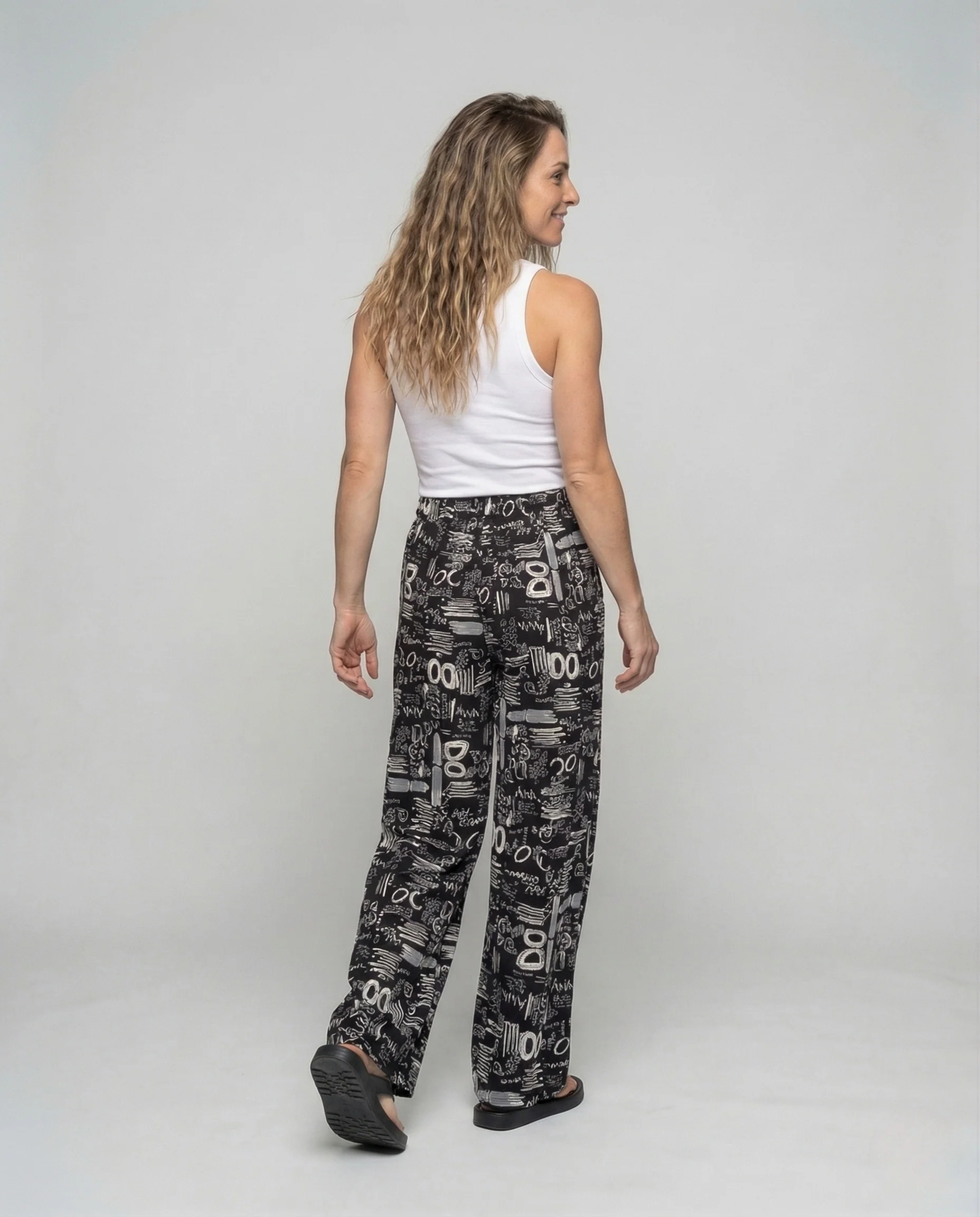 Damen Palazzo Hose High Waist Kordelzug - Image 4