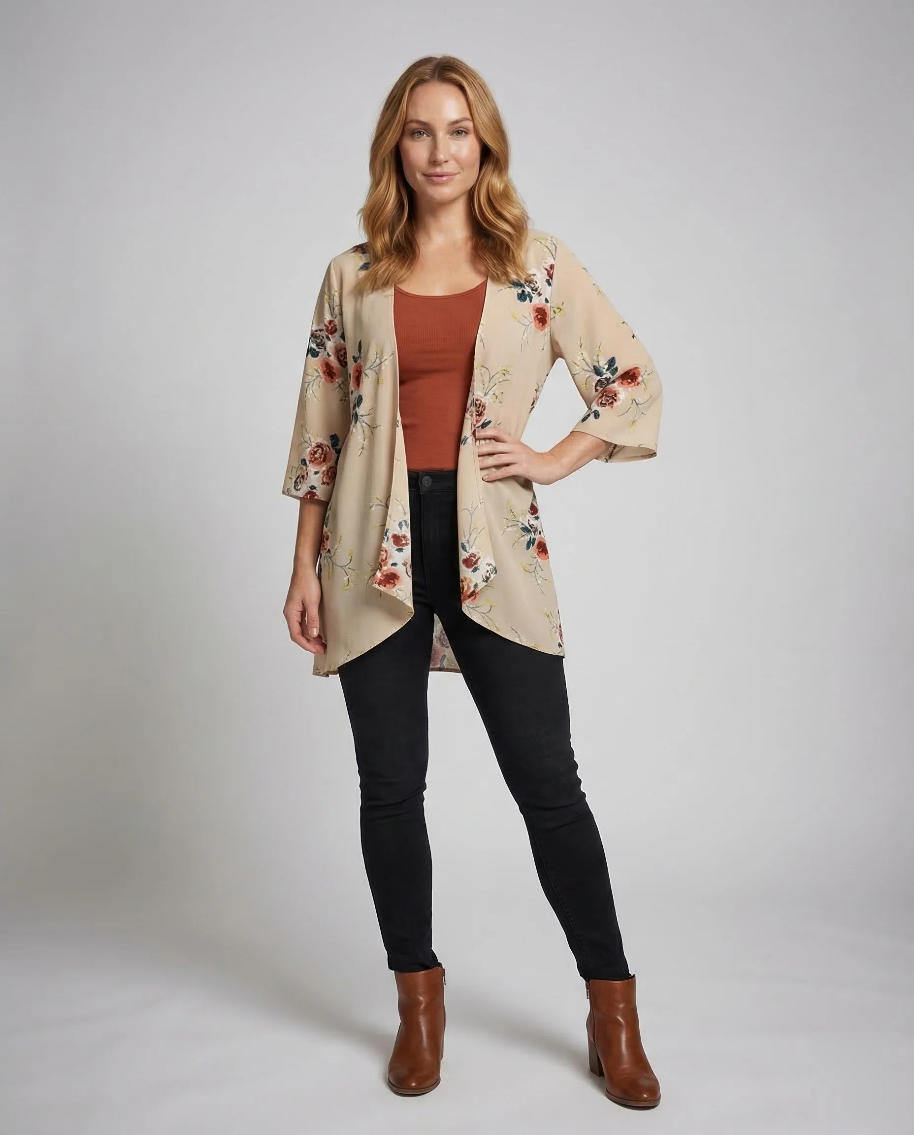 Damen Kimono Cardigan Floral
