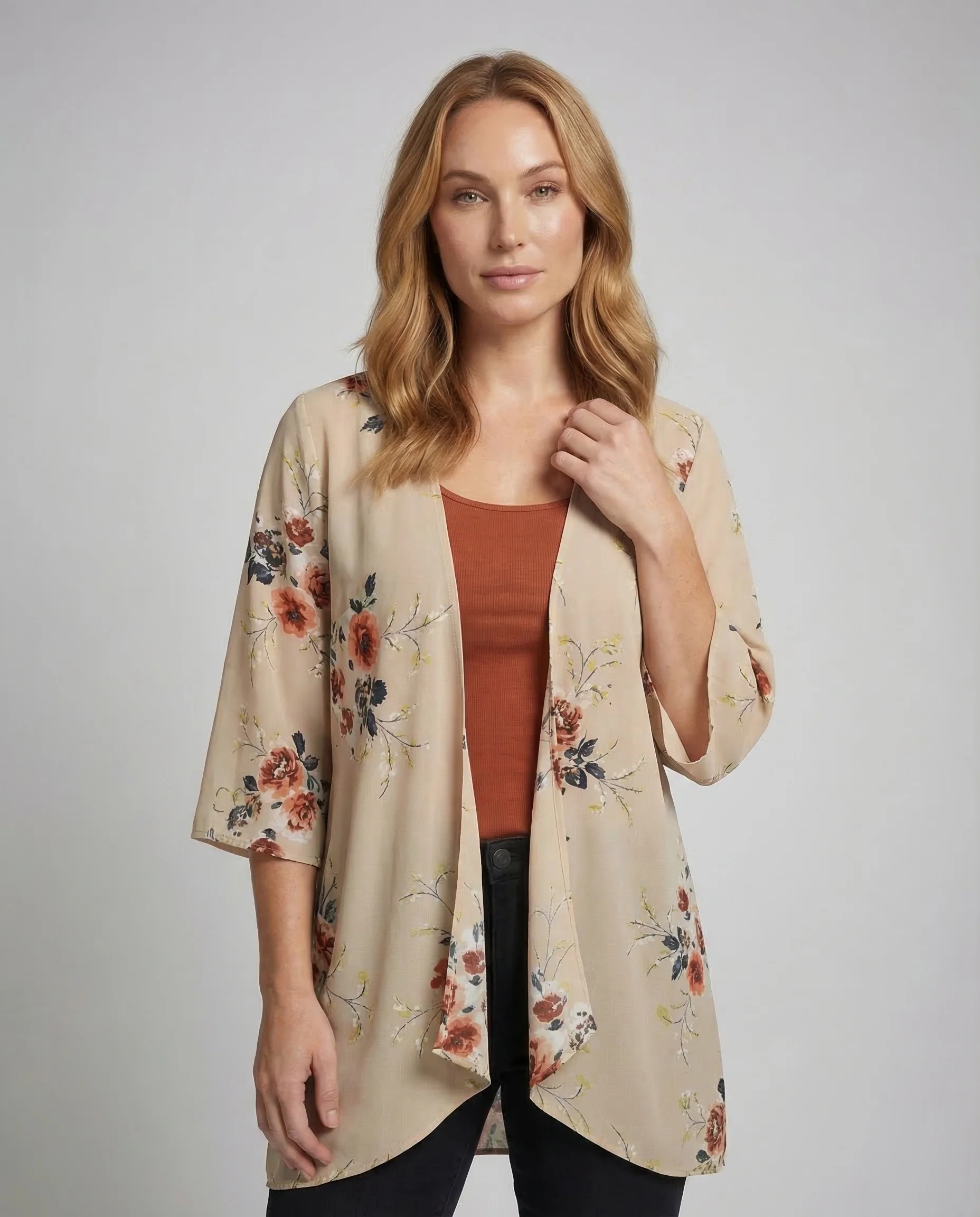 Damen Kimono Cardigan Floral - Image 2