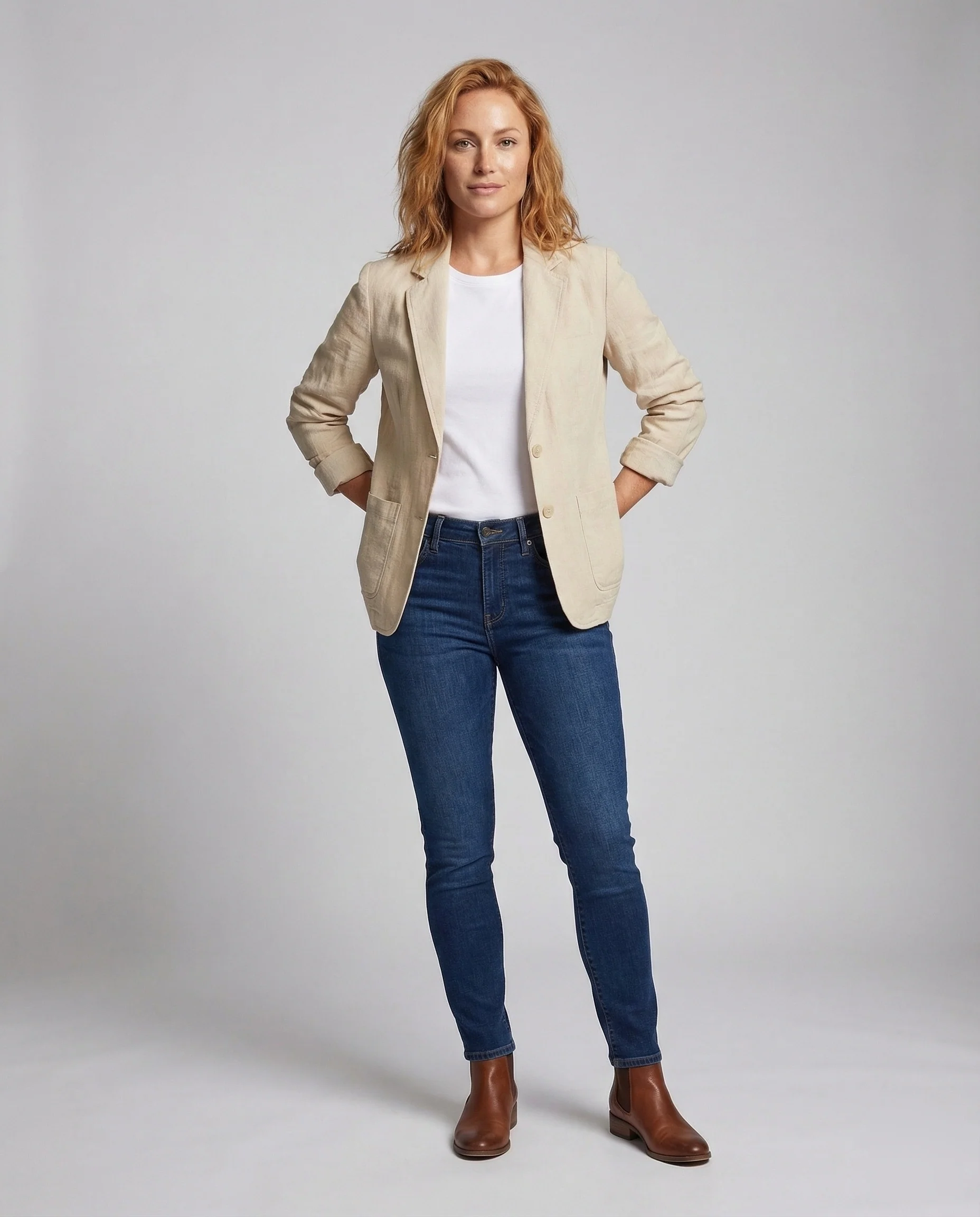 Damen Leinenblazer Revers