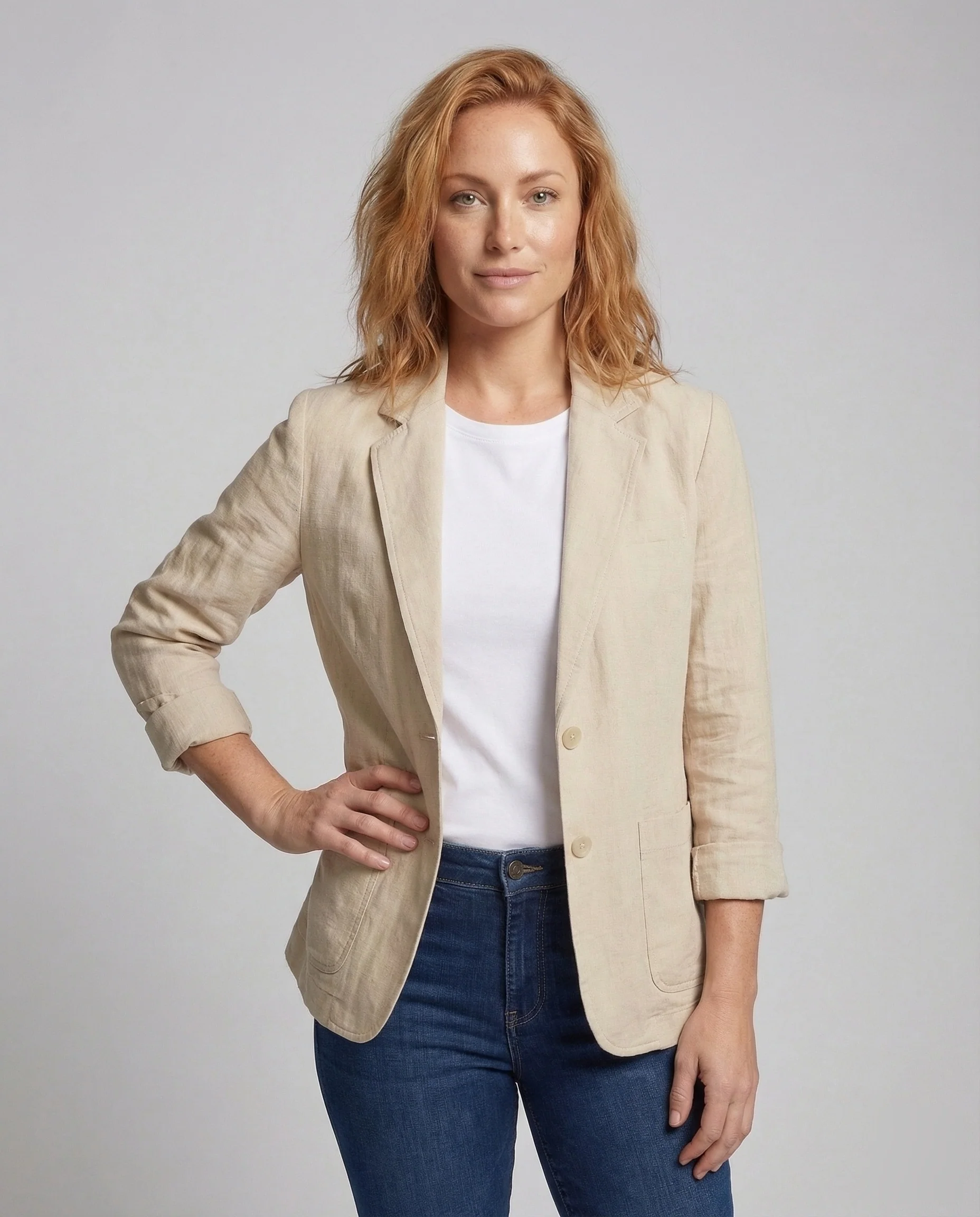 Damen Leinenblazer Revers - Image 2