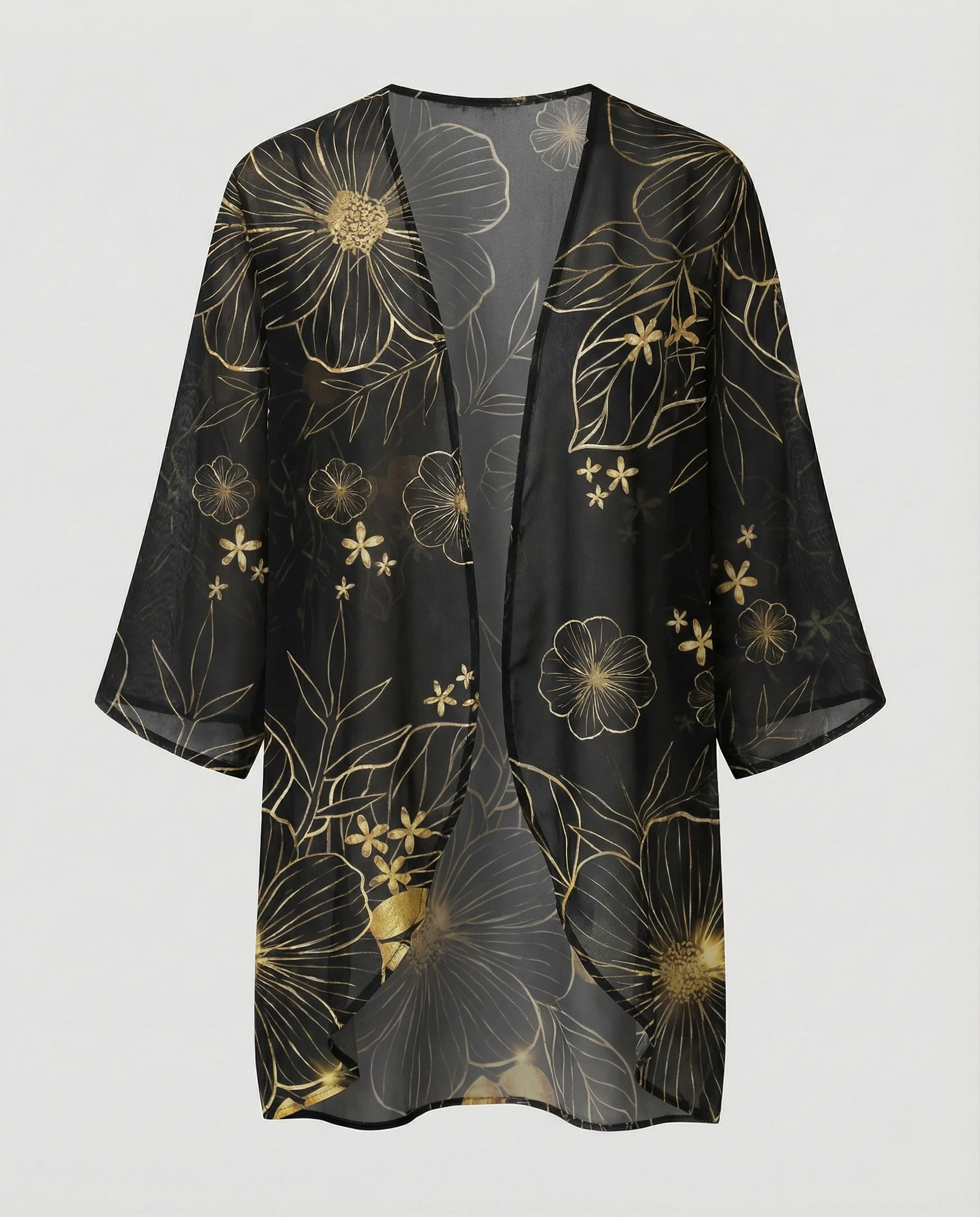 Offener Kimono Damen Floral - Image 12