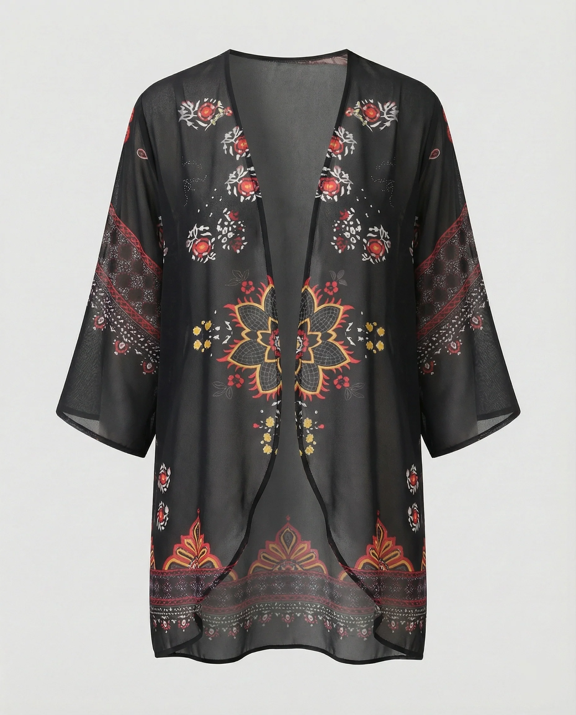 Offener Kimono Damen Floral - Image 13