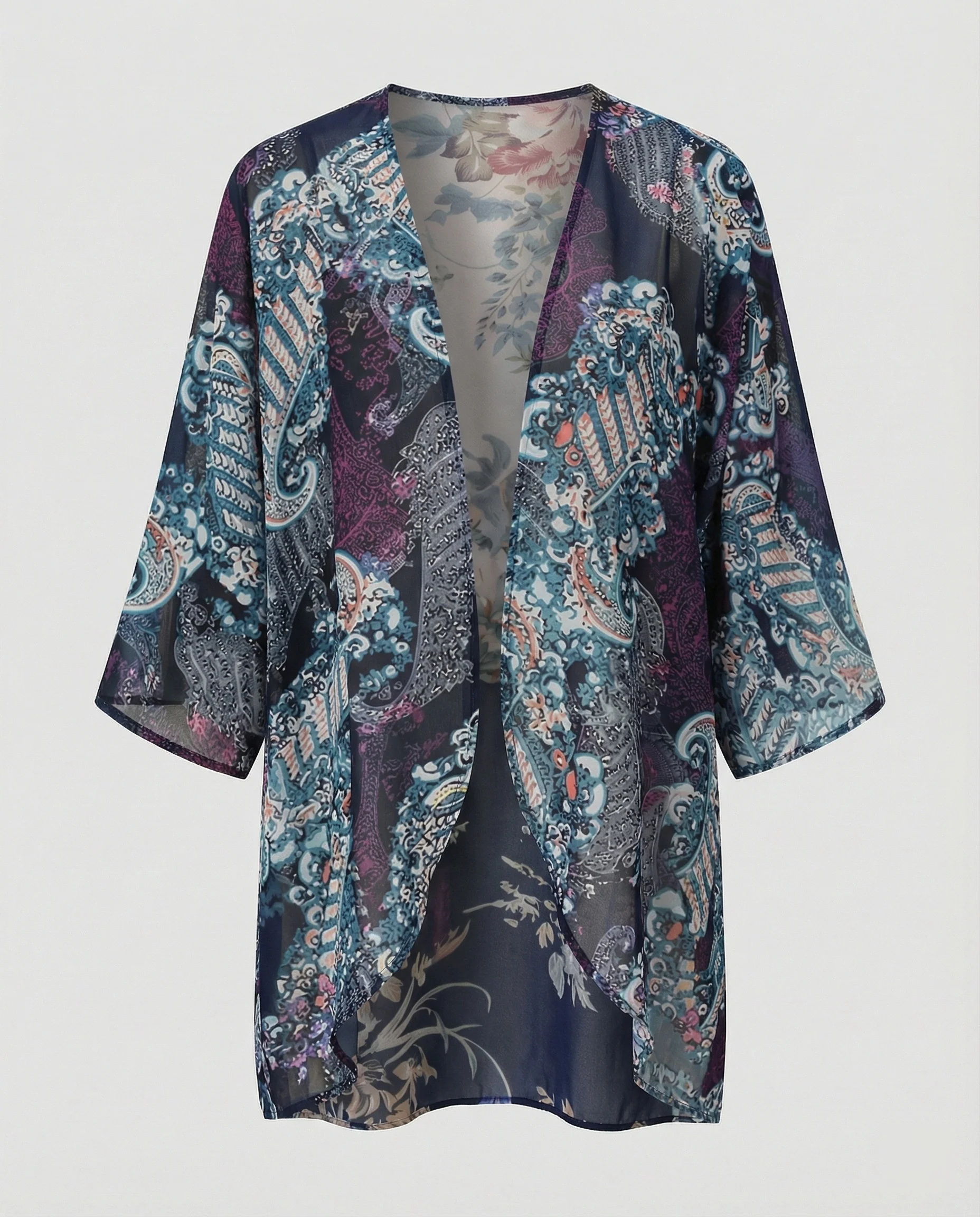 Offener Kimono Damen Floral - Image 14