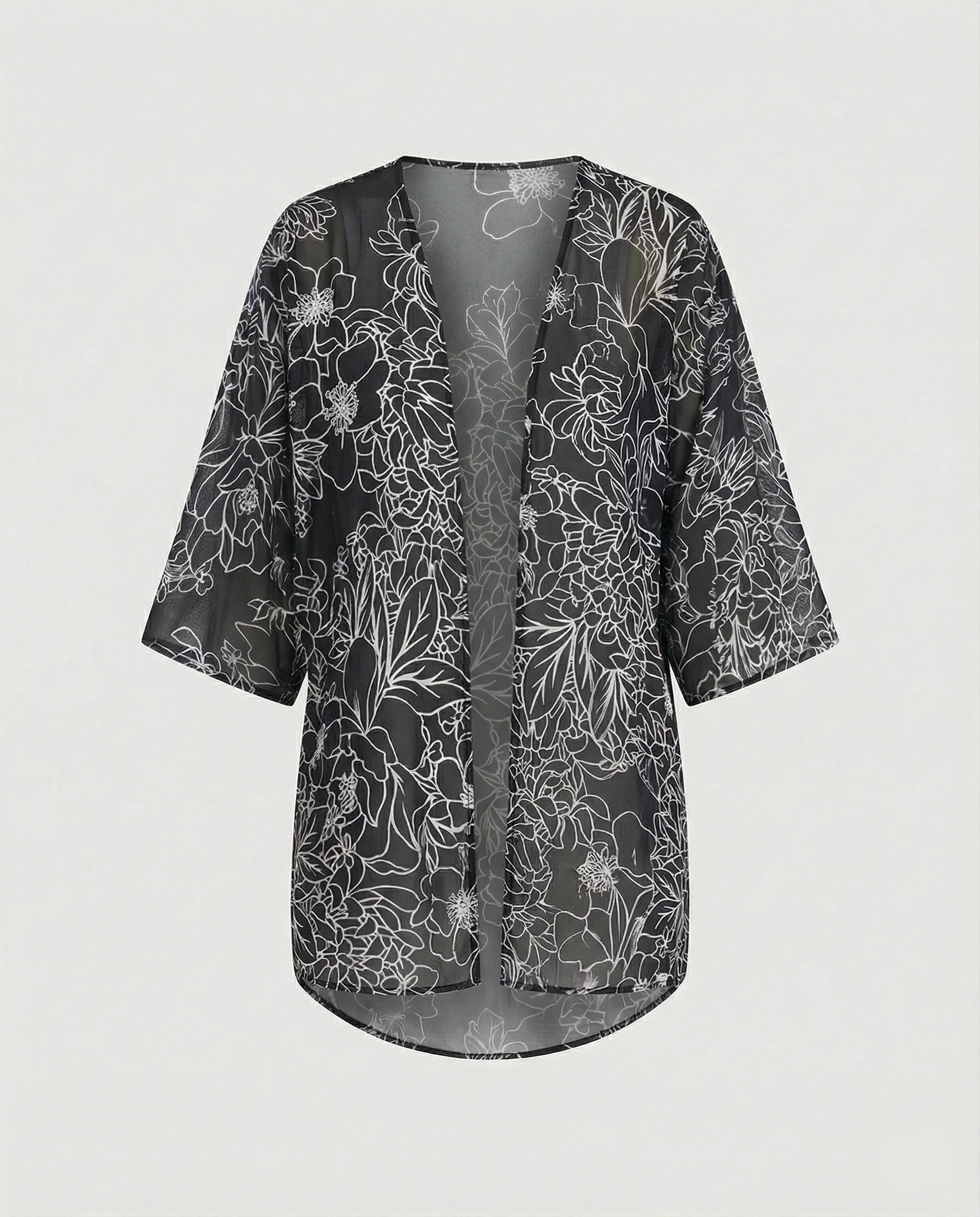 Offener Kimono Damen Floral - Image 40