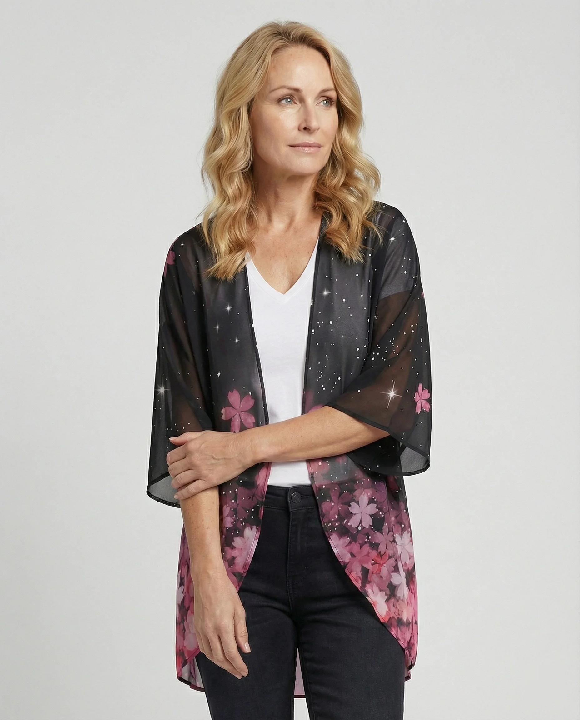 Offener Kimono Damen Floral - Image 43