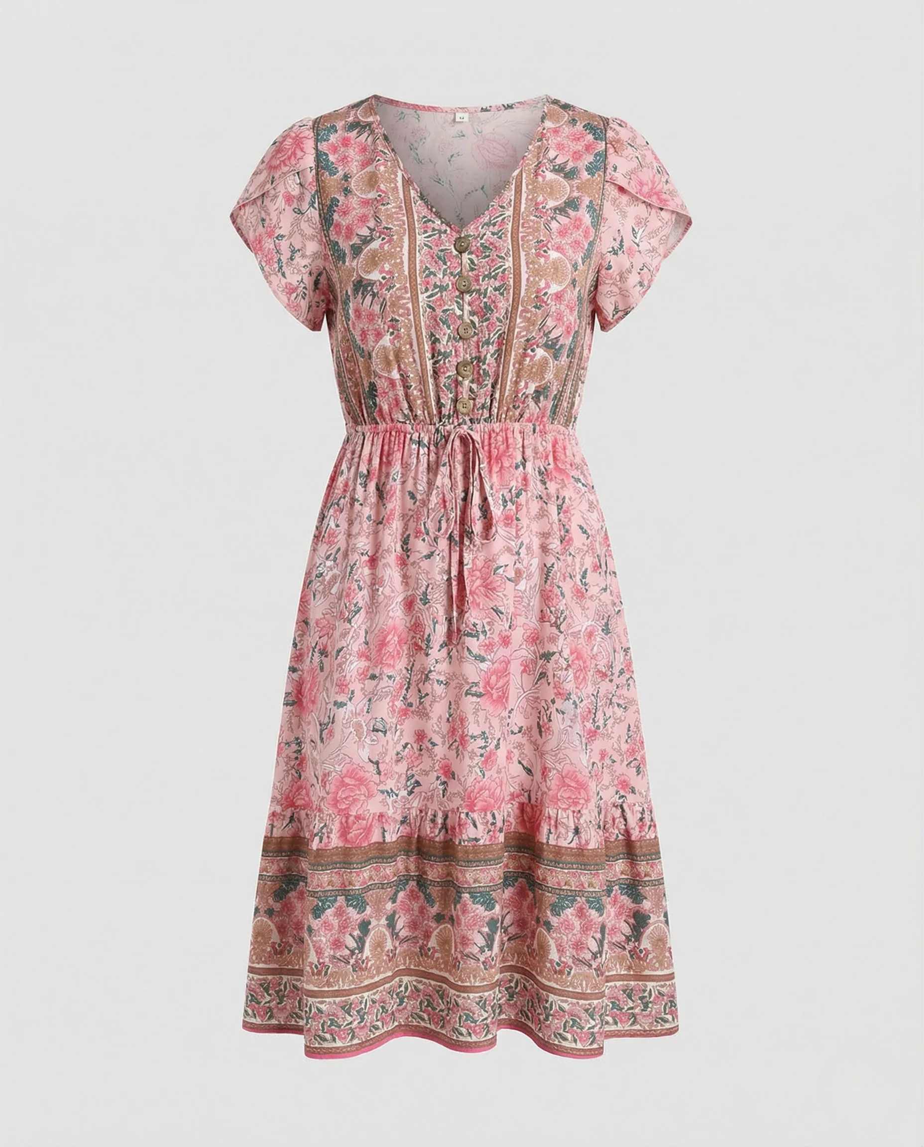 Damen Blumenkleid Midikleid Floral - Image 4