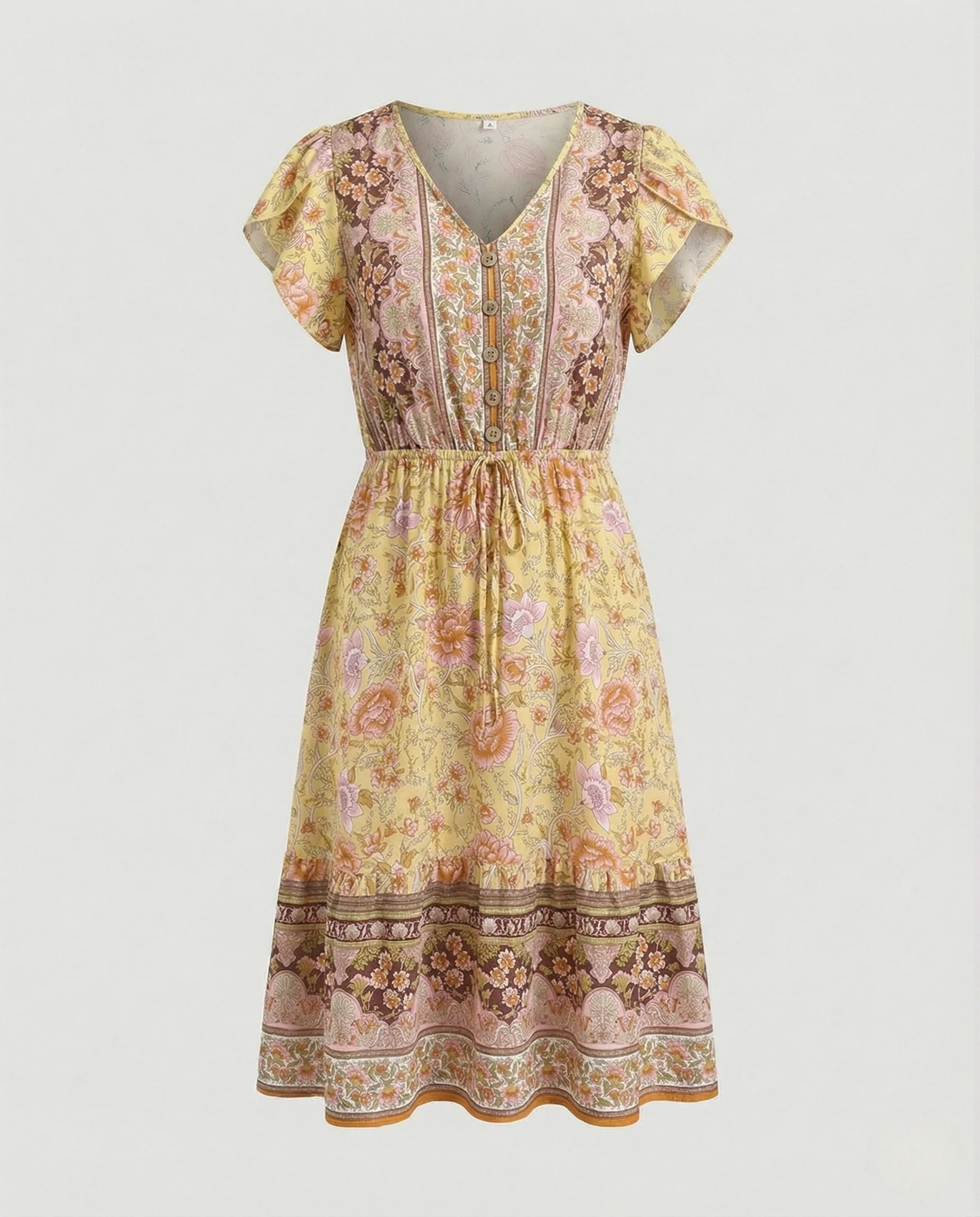 Damen Blumenkleid Midikleid Floral - Image 5