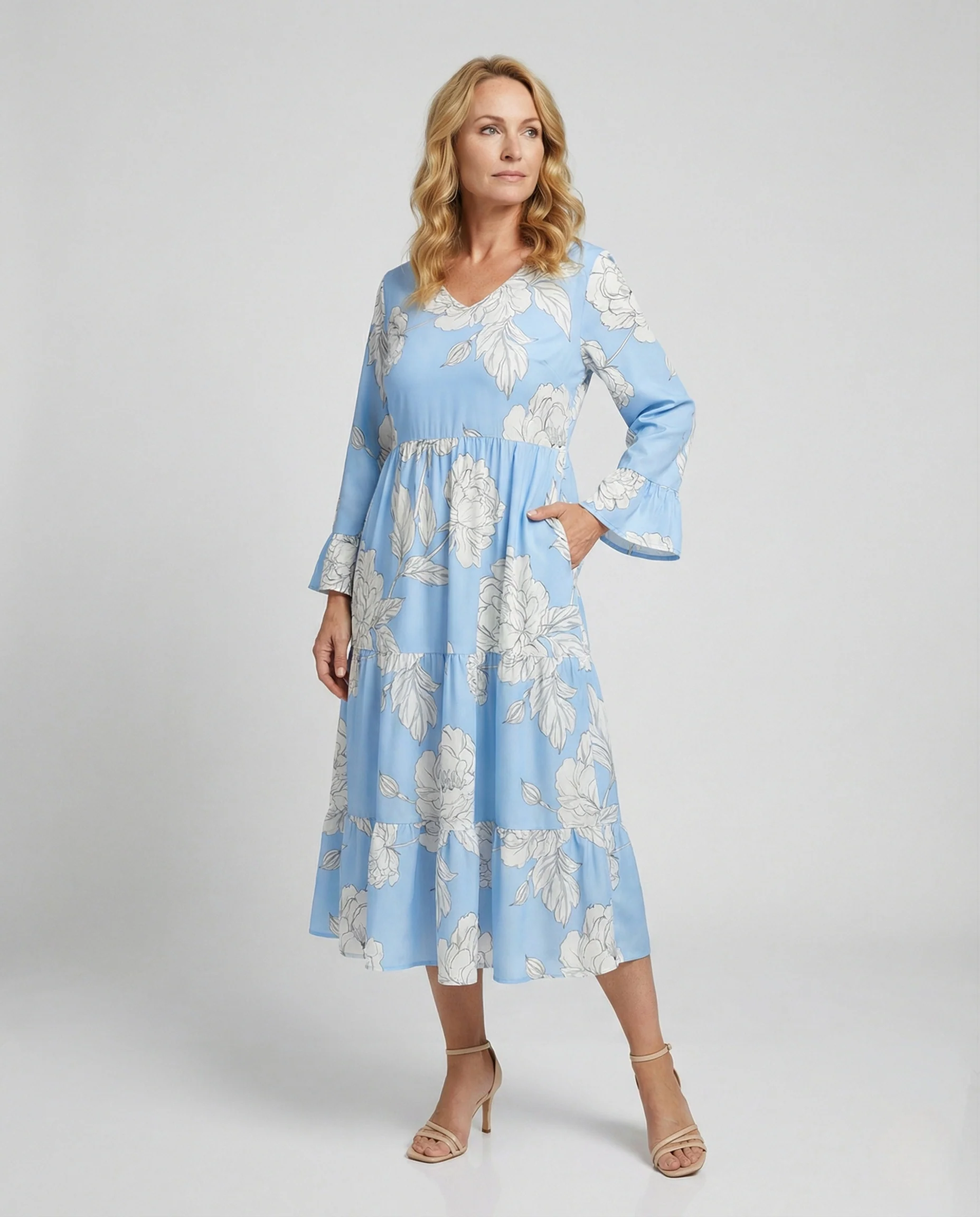 Damen Maxikleid Sommer Empire