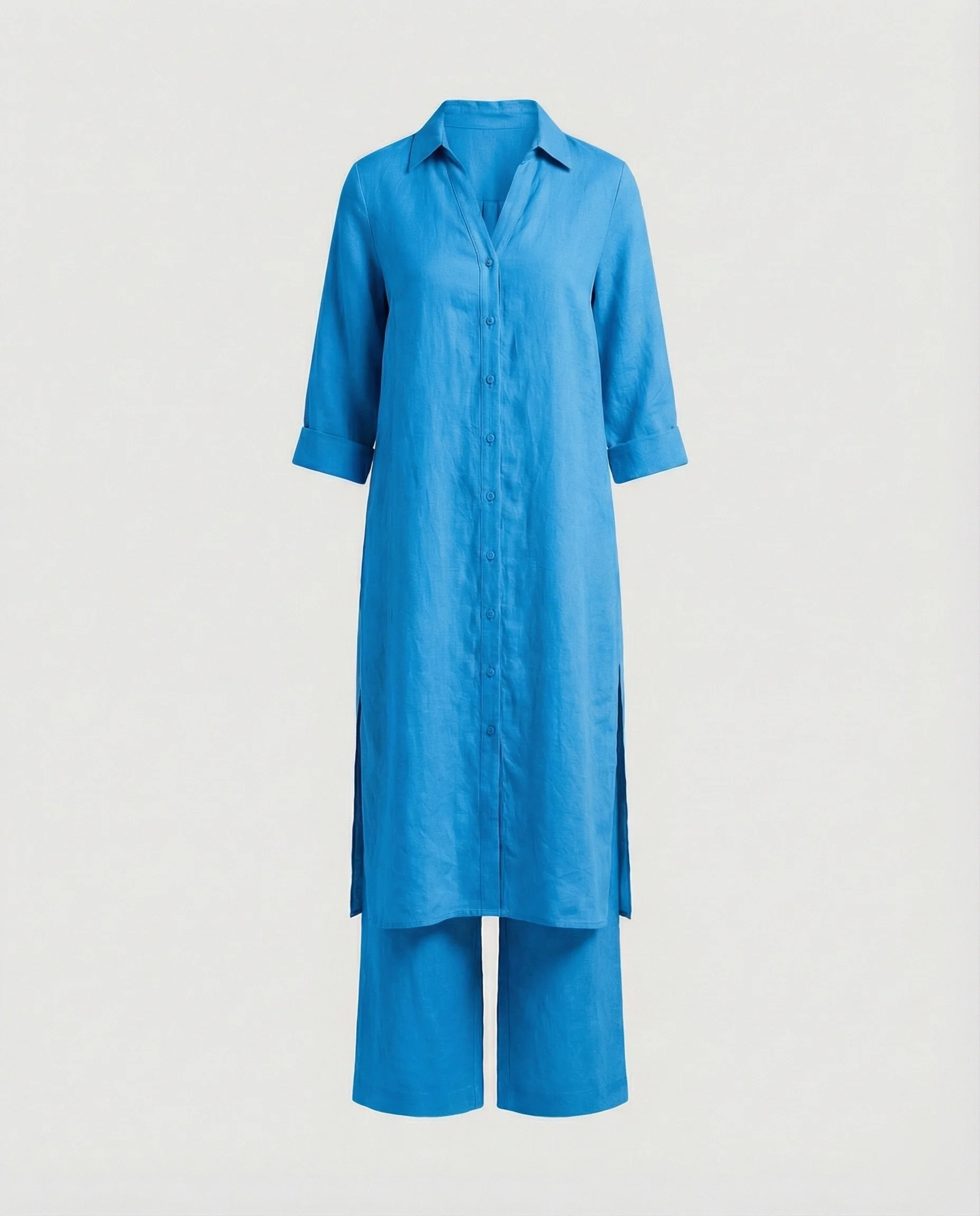 Leinen Maxikleid Mit Knopfleiste Damen - Image 4