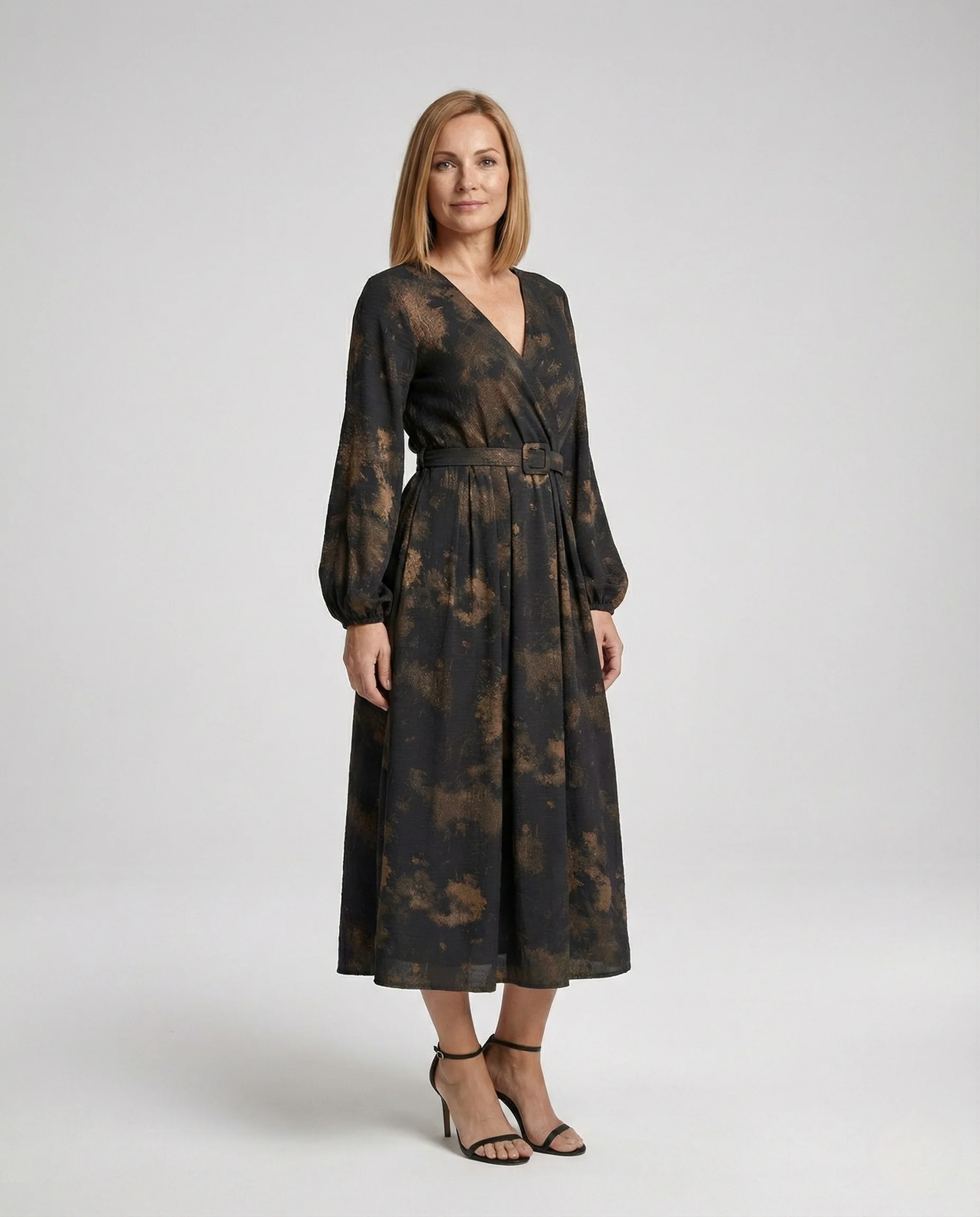 Freizeitkleid Damen Wickel Midikleid