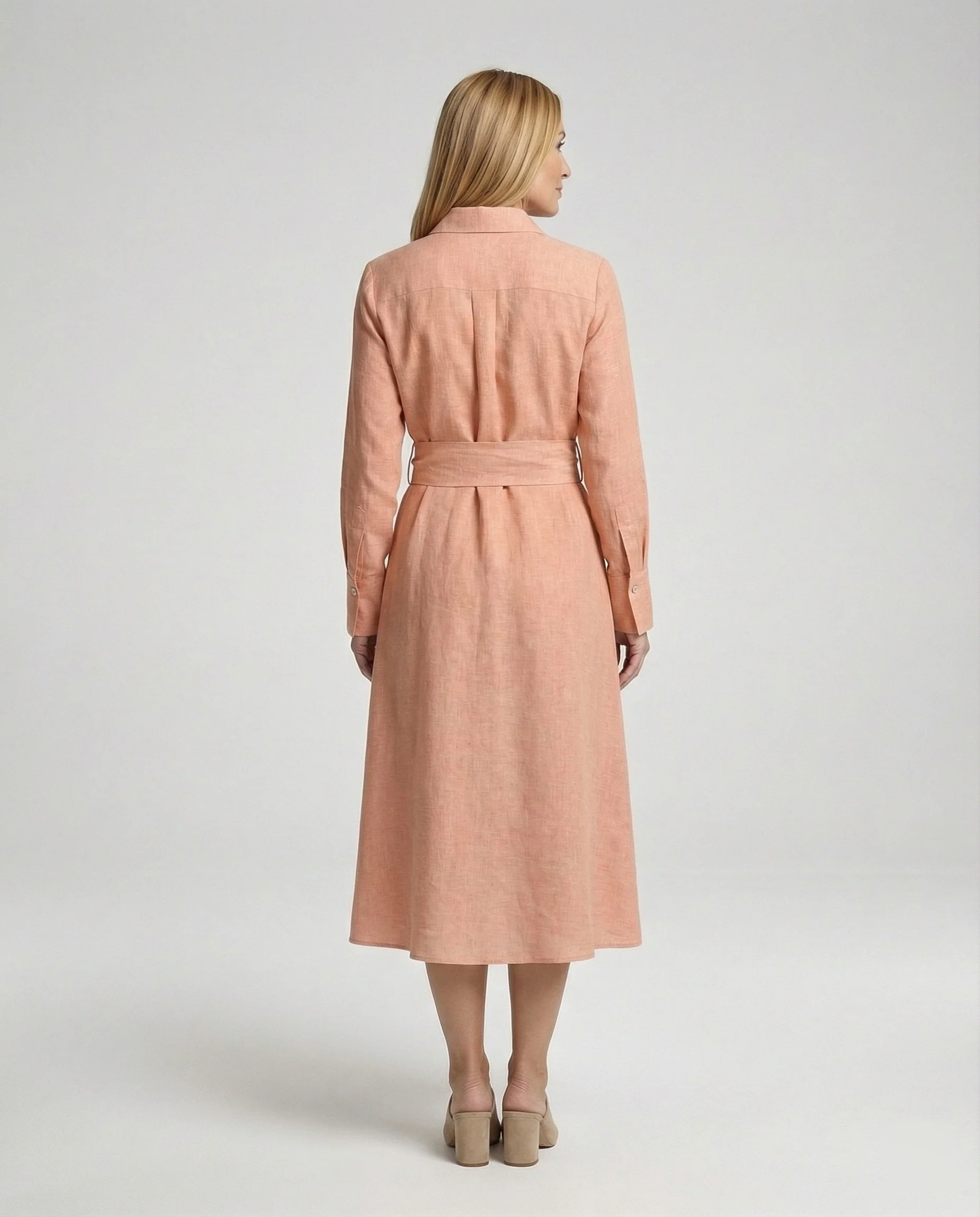 Leinen Freizeitkleid Damen Hemdkleid - Image 3