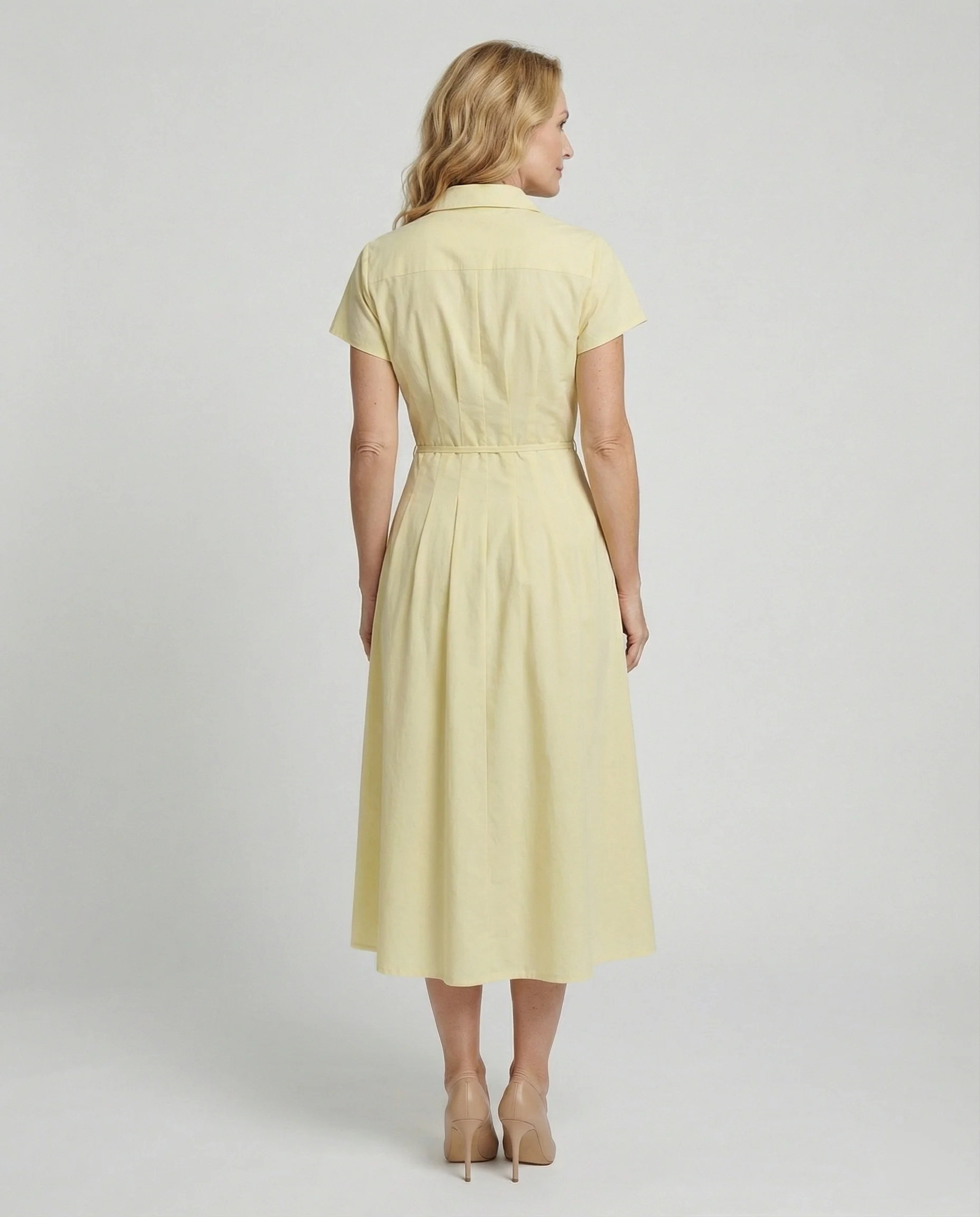 Damen Leinen Hemdkleid mit Gürtel - Image 2