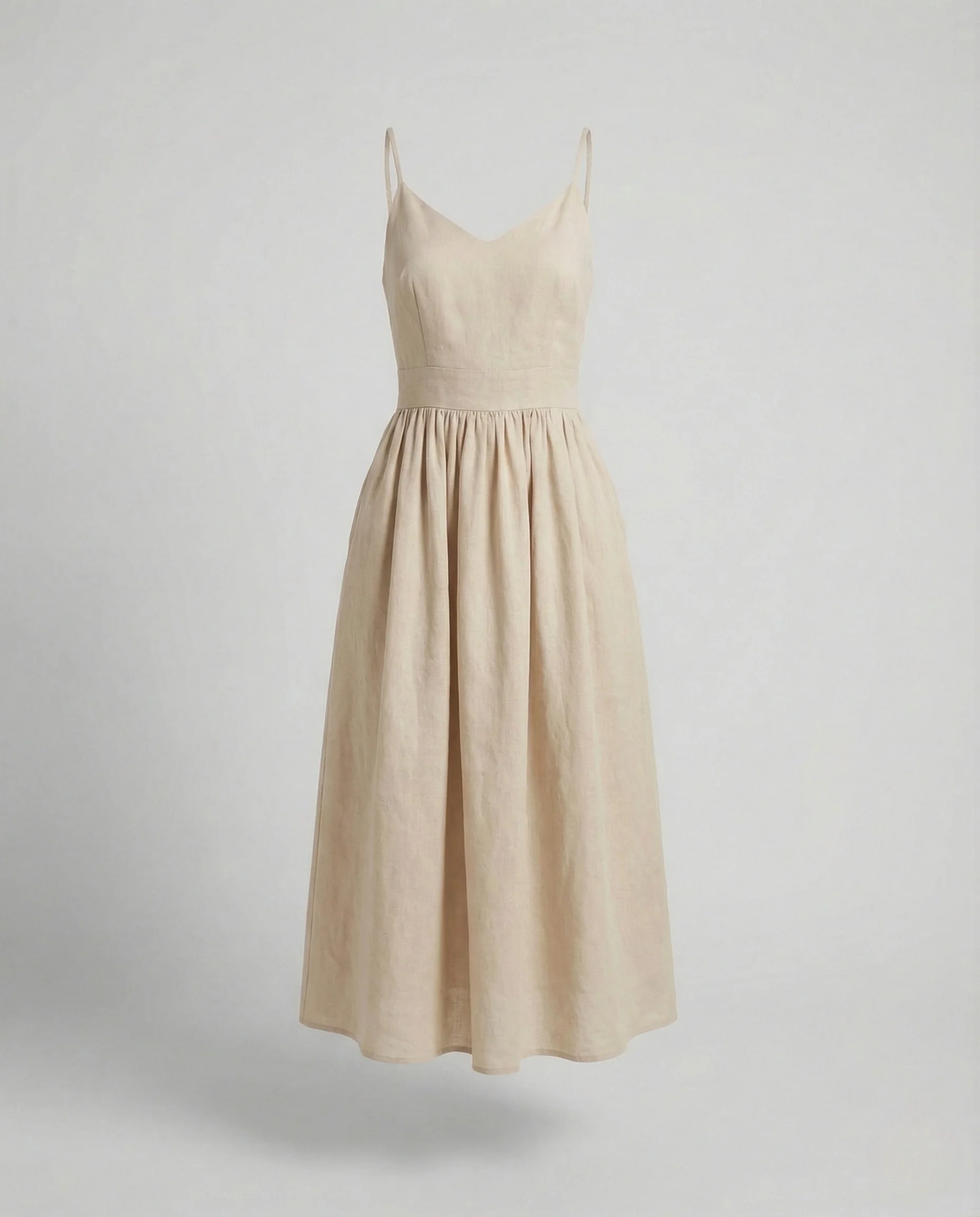 Damen Leinenoptik Midikleid mit Tellerrock - Image 6