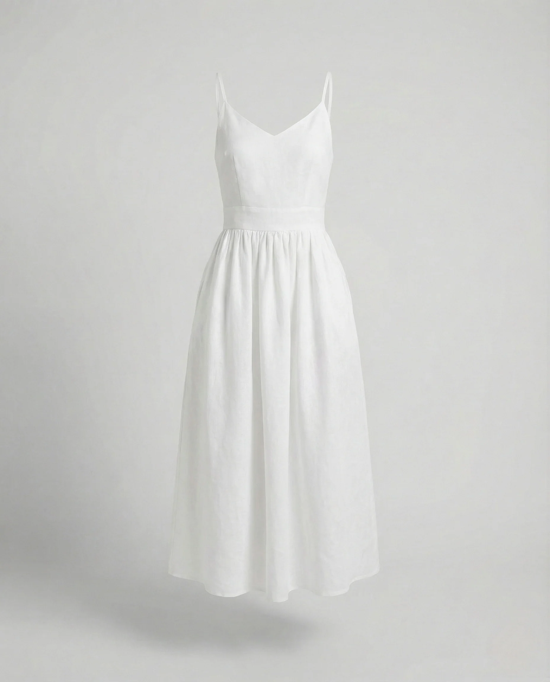 Damen Leinenoptik Midikleid mit Tellerrock - Image 9