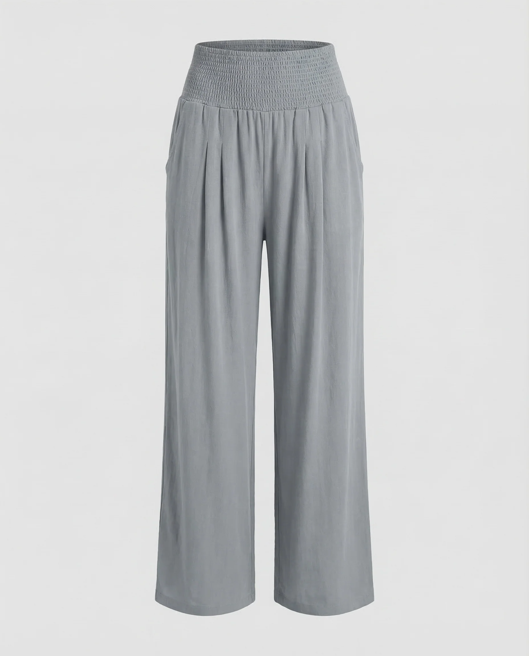 Damen Leinen Palazzo Hose Smokbund - Image 5