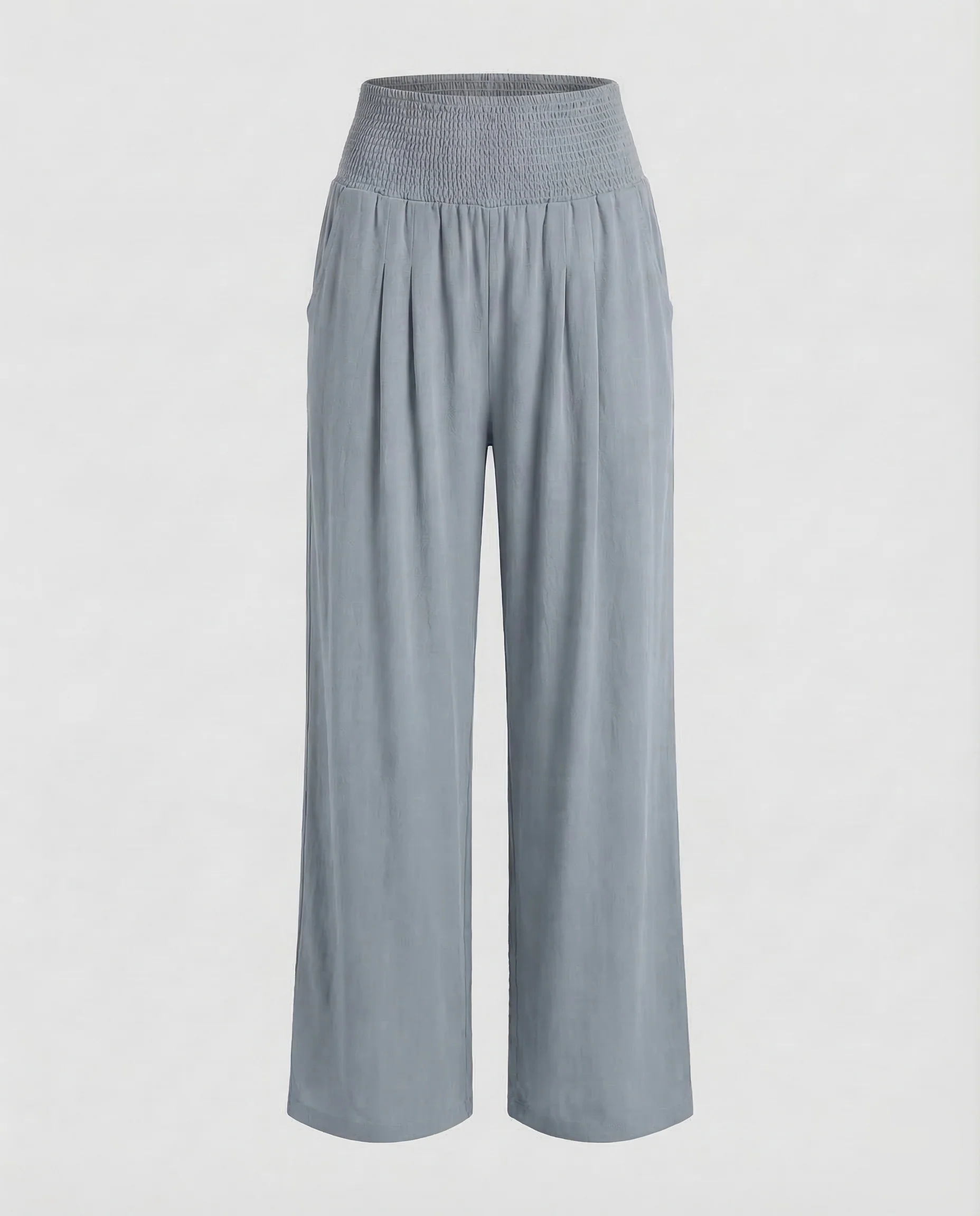 Damen Leinen Palazzo Hose Smokbund - Image 6