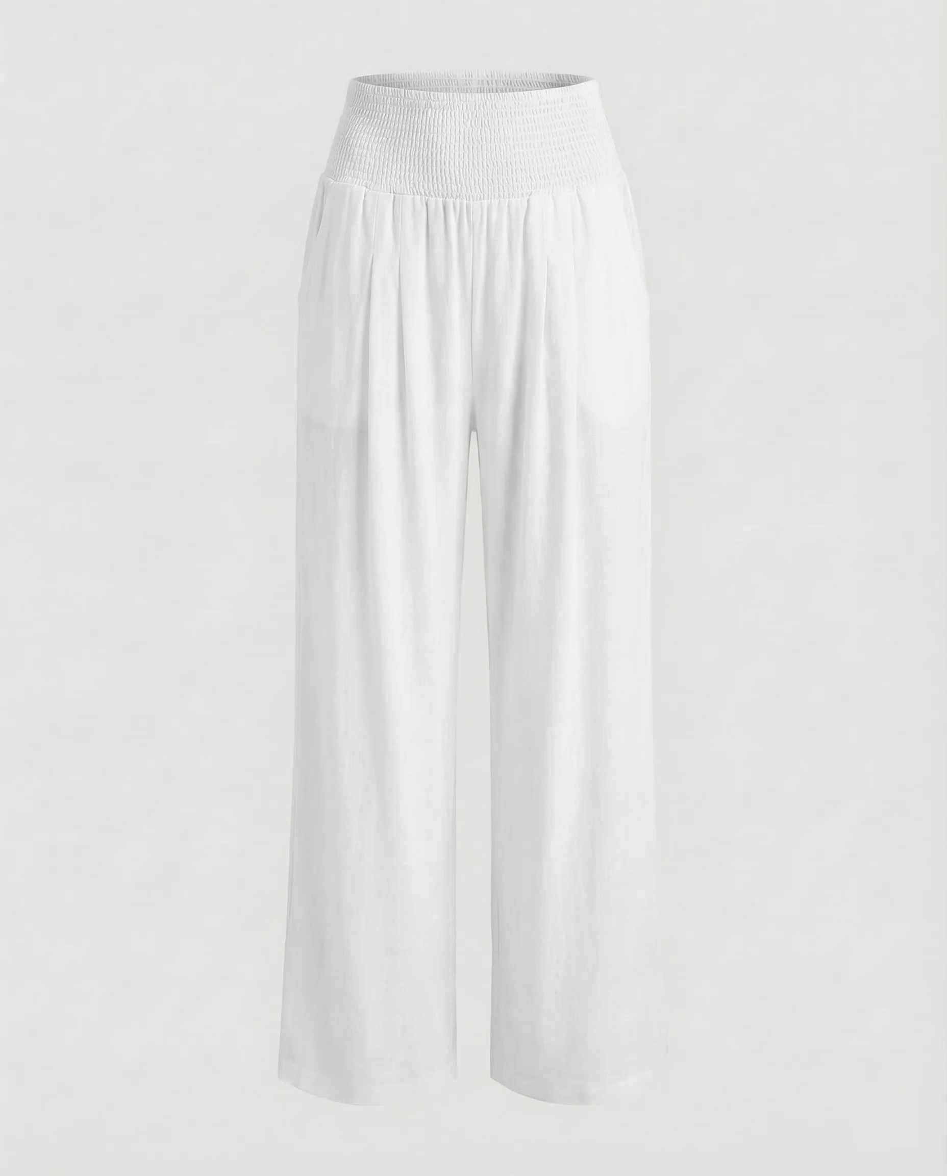 Damen Leinen Palazzo Hose Smokbund - Image 7