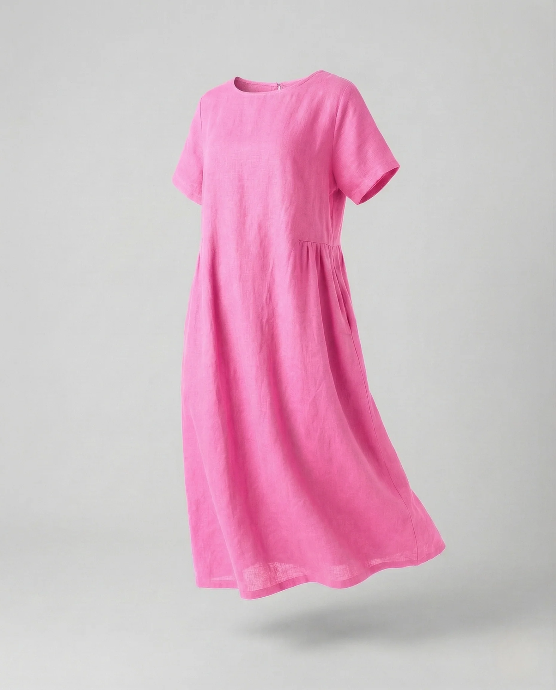 Damen Leinen Baumwoll Midikleid mit Taschen - Image 11