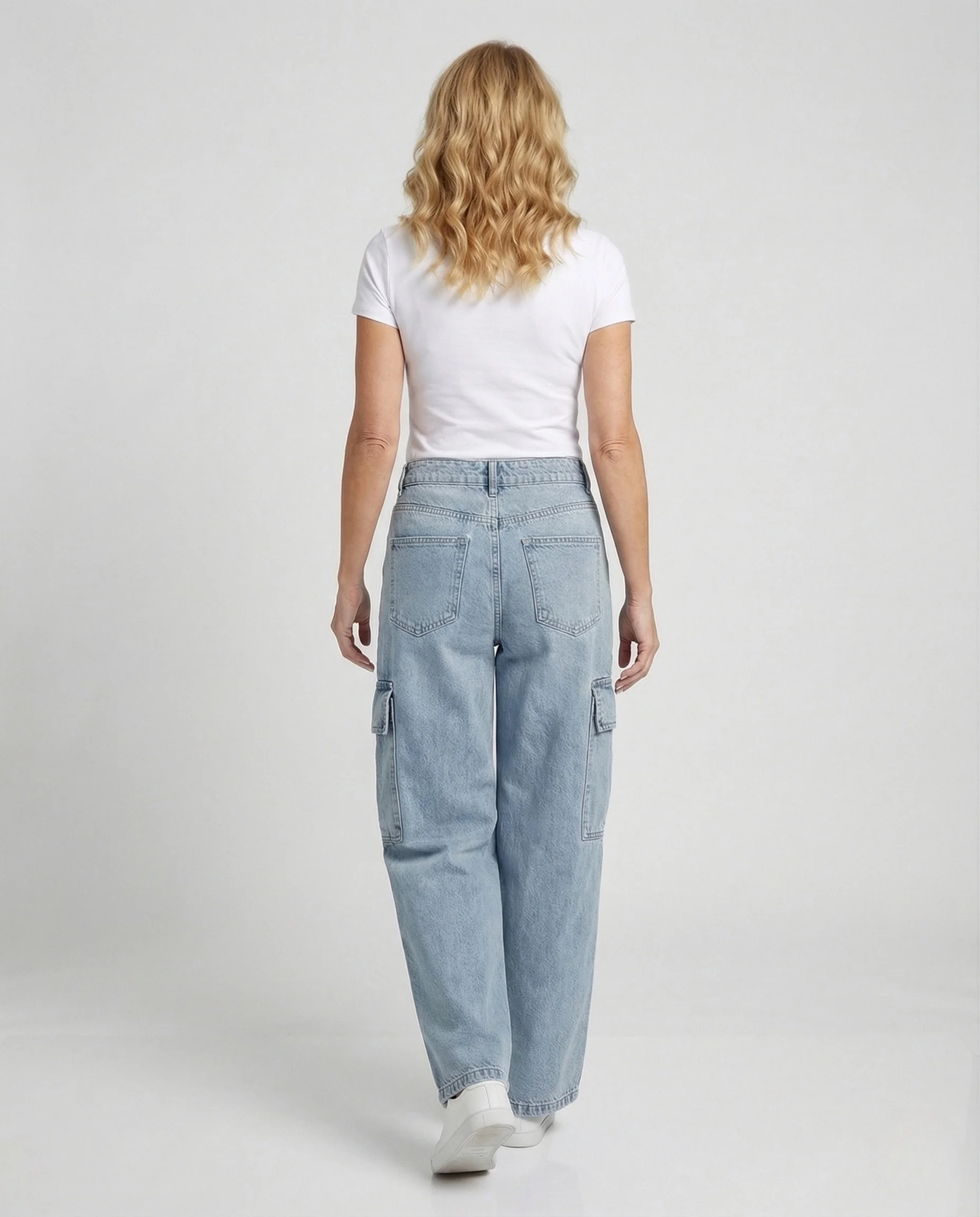 Damen Cargo Jeans High Waist mit weitem Bein Utility Denim - Image 4