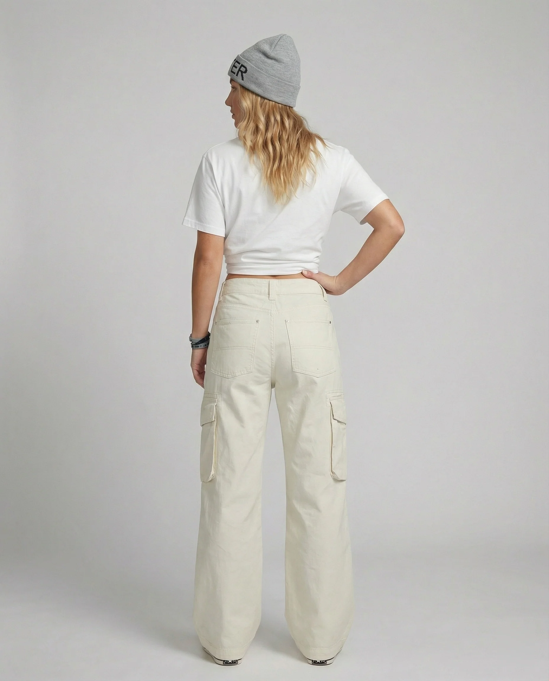 Locker geschnittene Cargohose mit tiefem Schritt, Multifachtaschen und überlangem Saum Heidi-Mode - Image 5