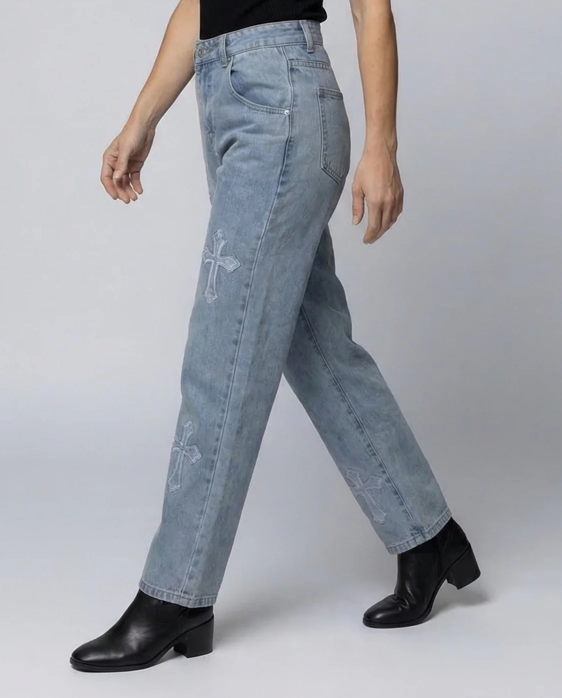 Damen Jeans Vintage Applikation High Waist - Image 2