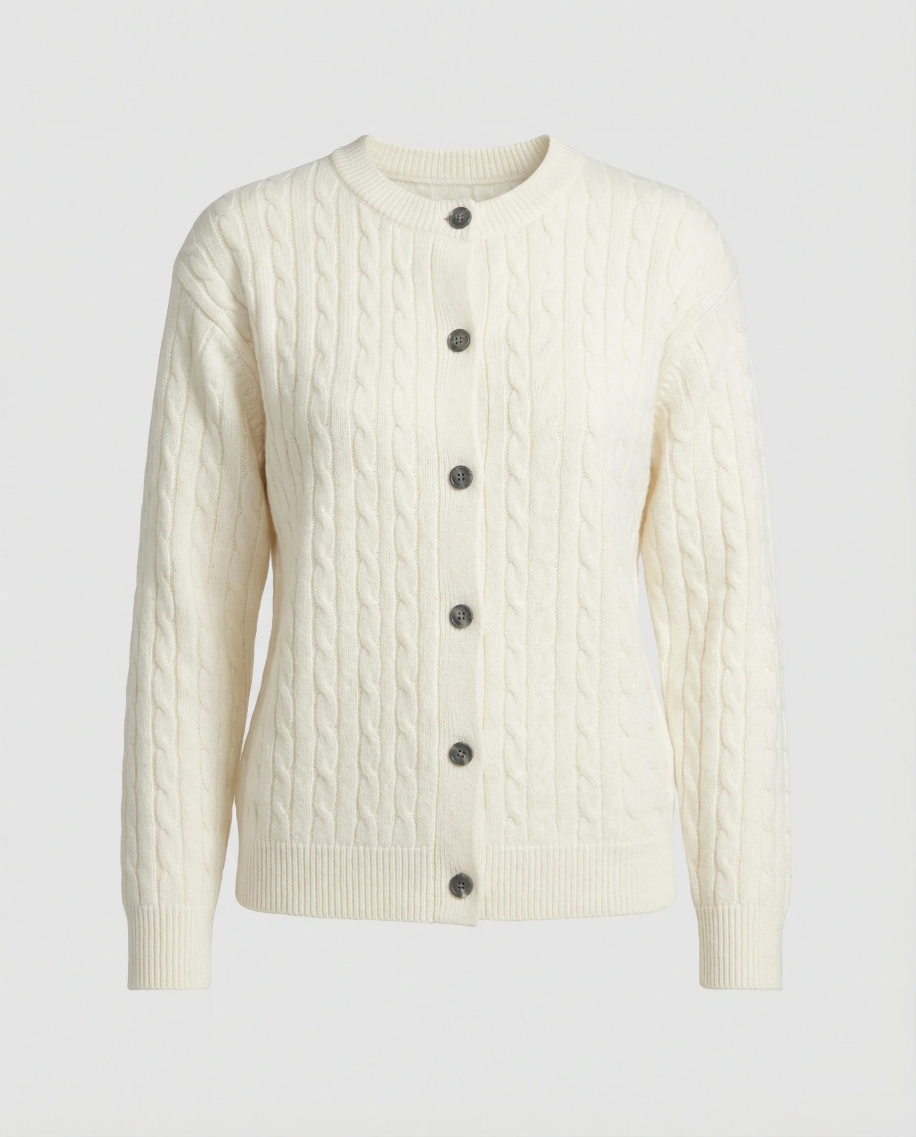 Locker geschnittene Kabelstrick-Cardigan mit Rundhalsausschnitt und durchgehender Knopfleiste Heidi-Mode - Image 7