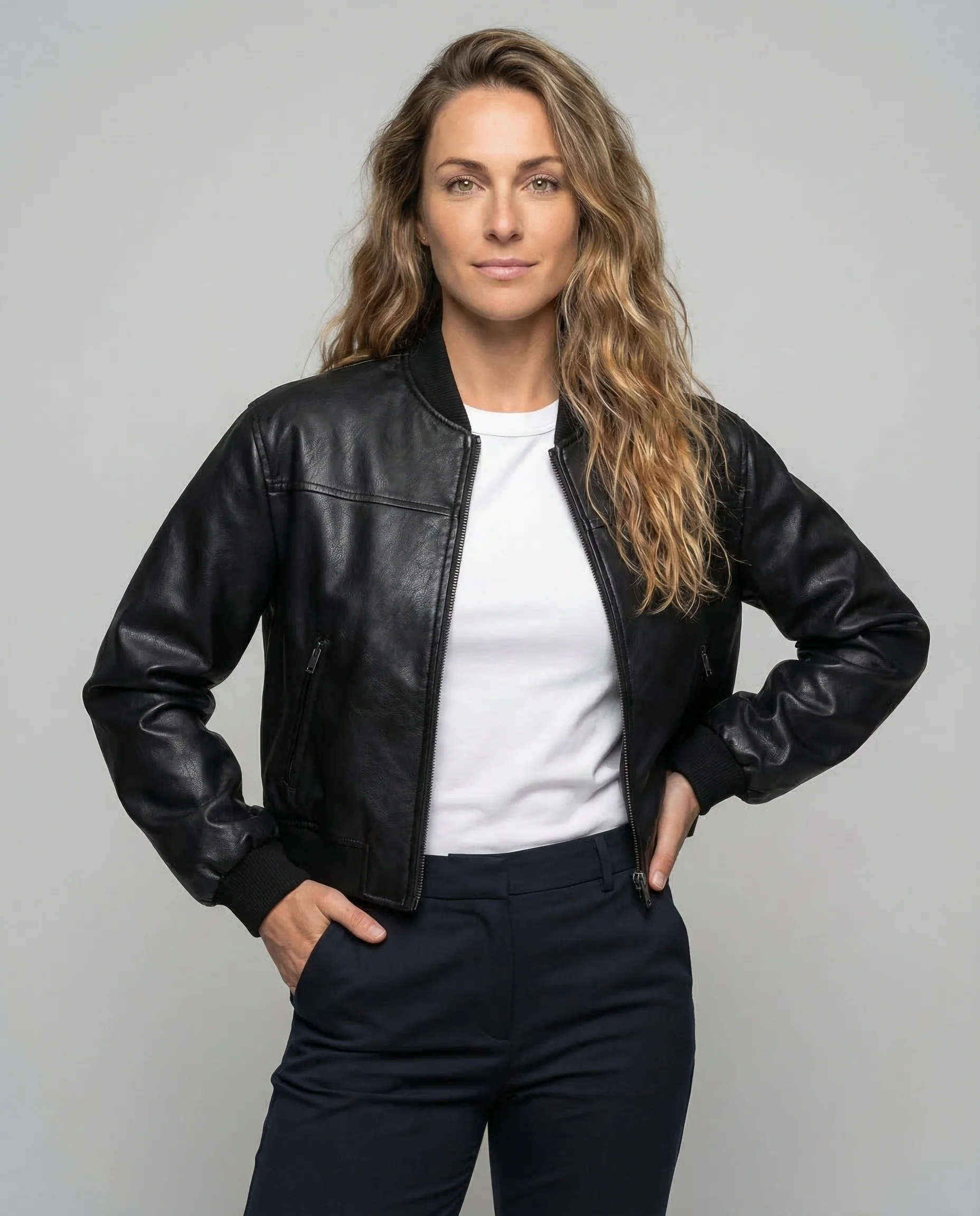 Damen Bomberjacke Kunstleder - Image 2