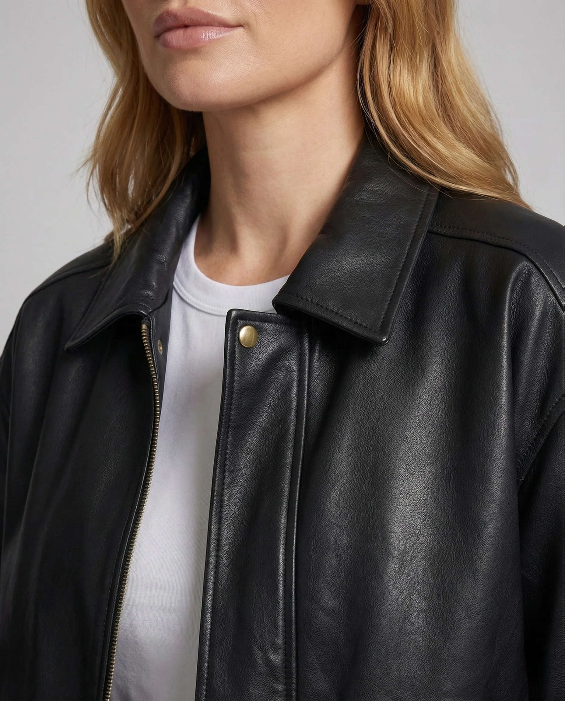 Damen Kunstlederjacke Hemdkragen - Image 4