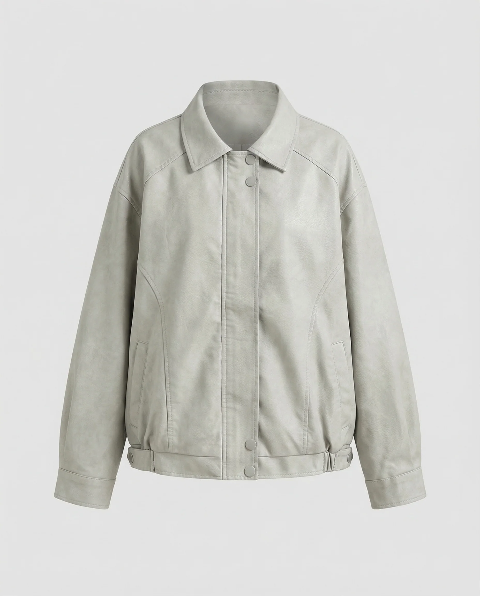 Damen Lederjacke Locker Hemdkragen - Image 4