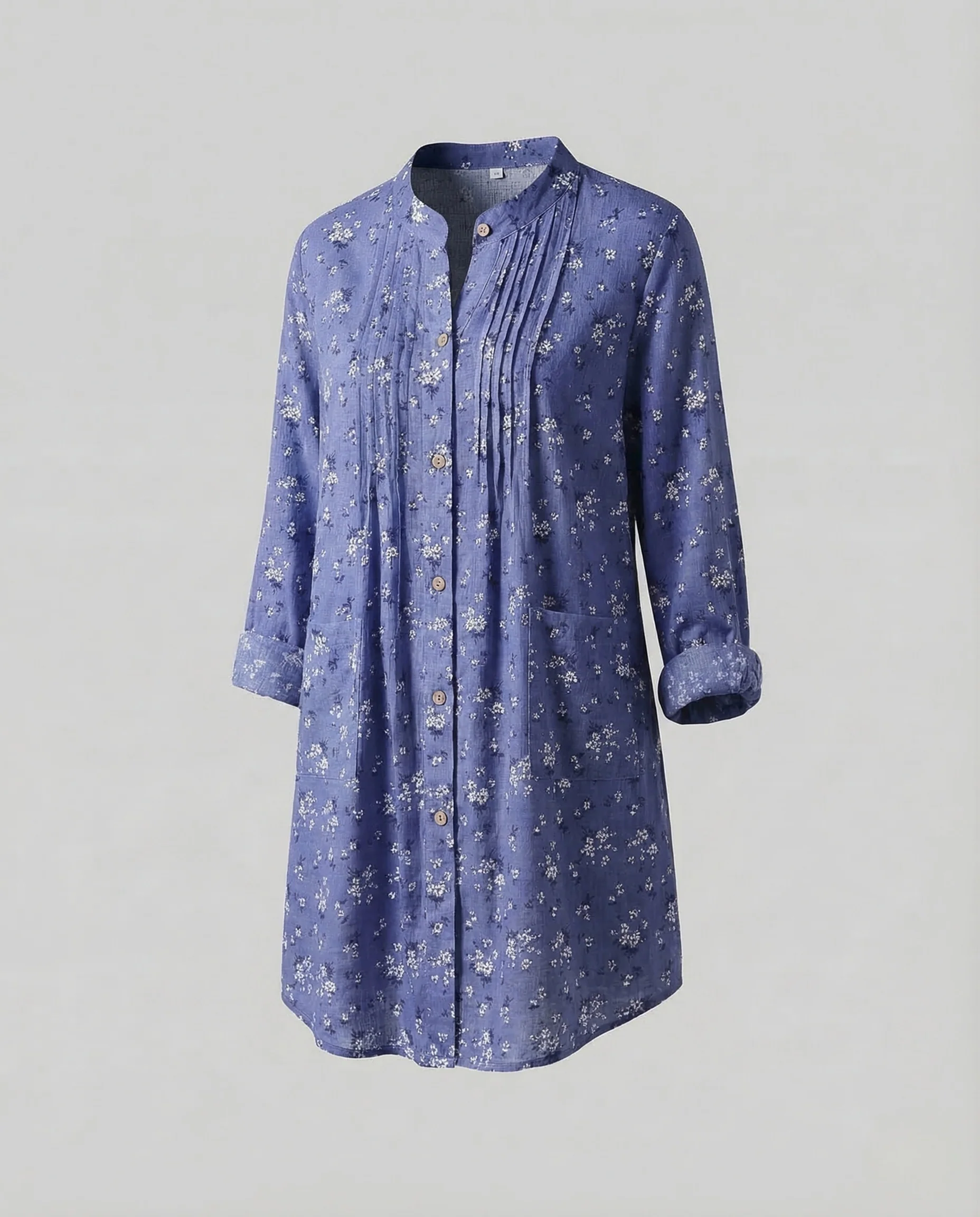 Damen Longbluse Stehkragen Oversize - Image 6