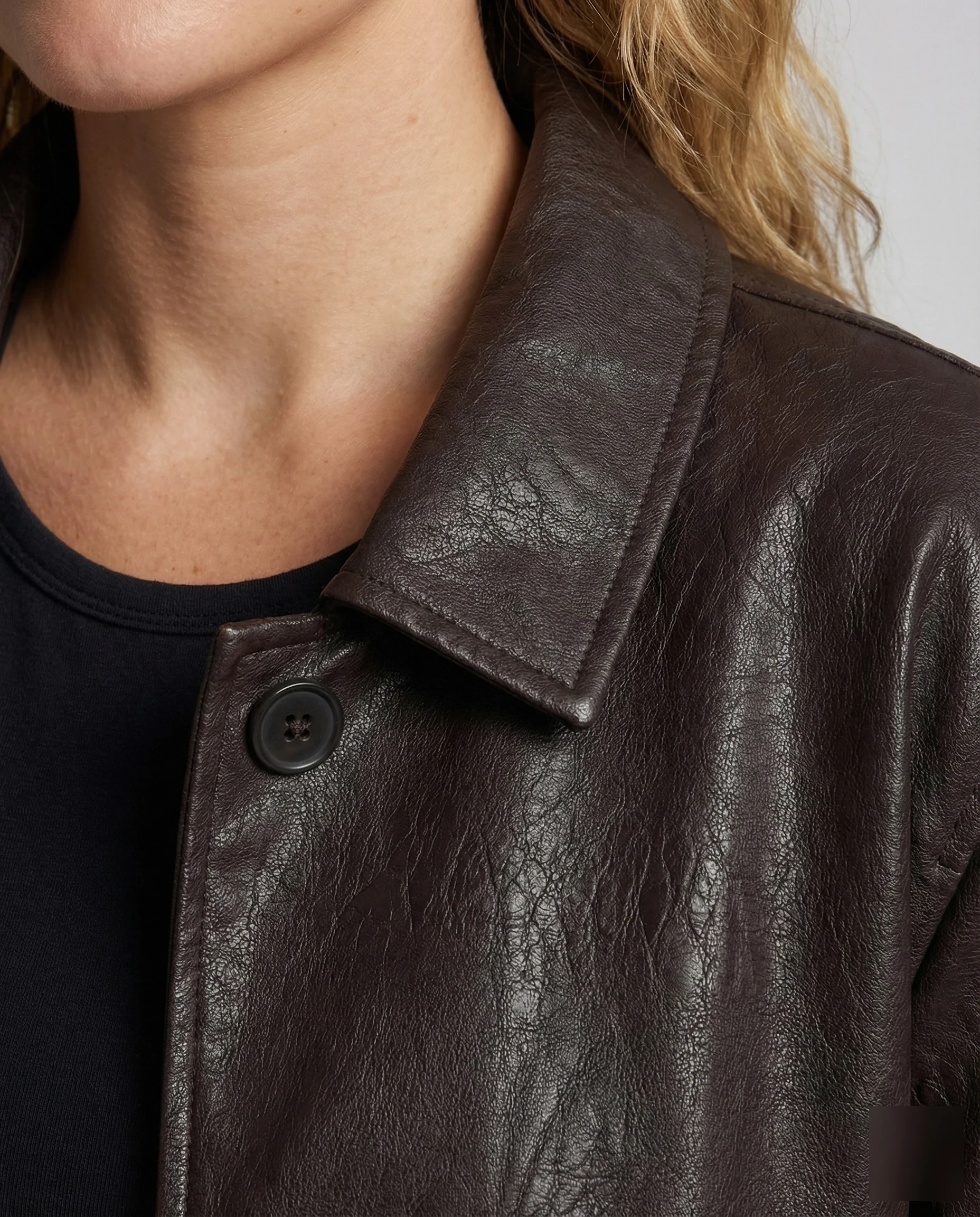 Damen Lederoptik Manteljacke Gürtel - Image 3