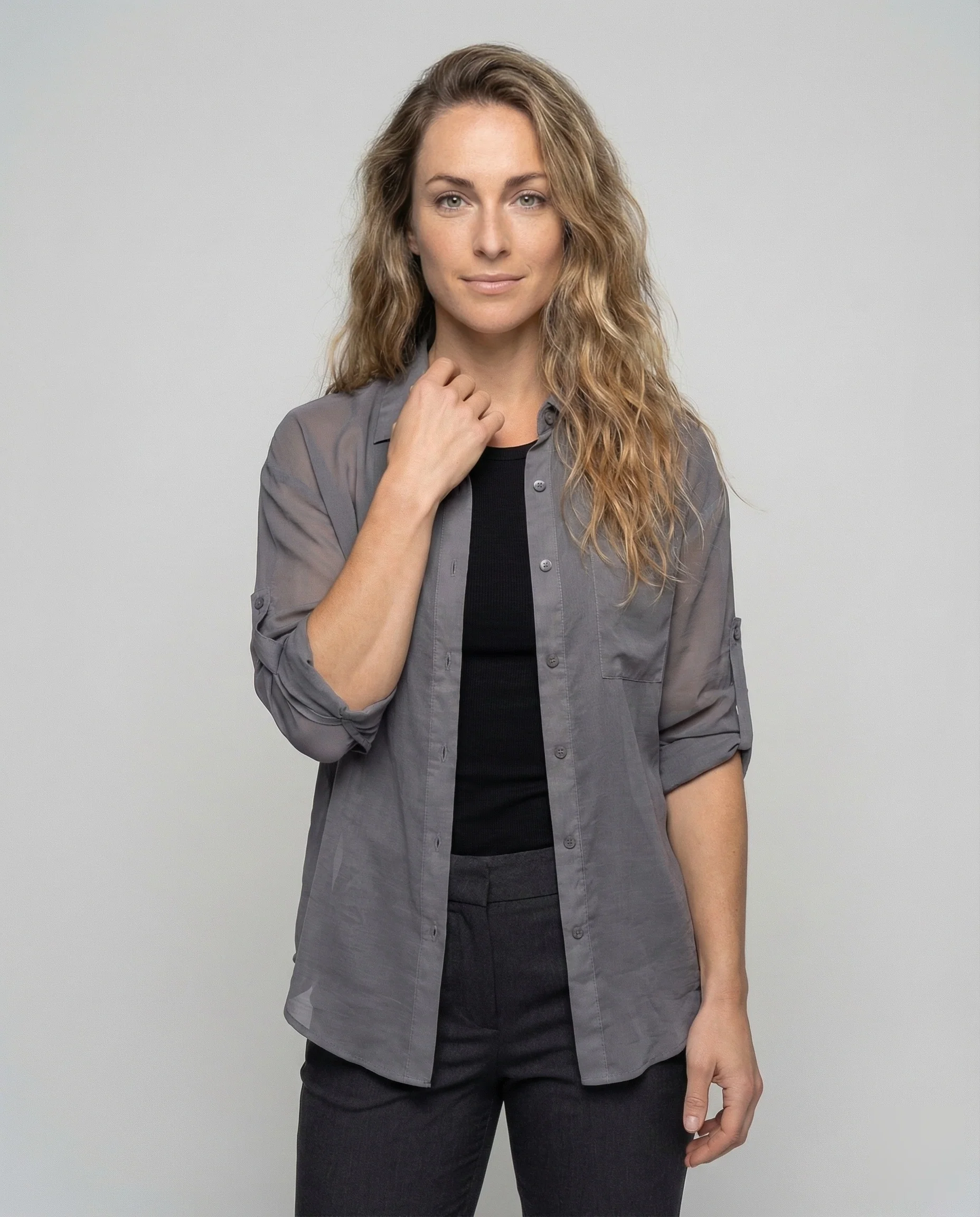 Damen Satinbluse mit Rückenknoten - Image 2
