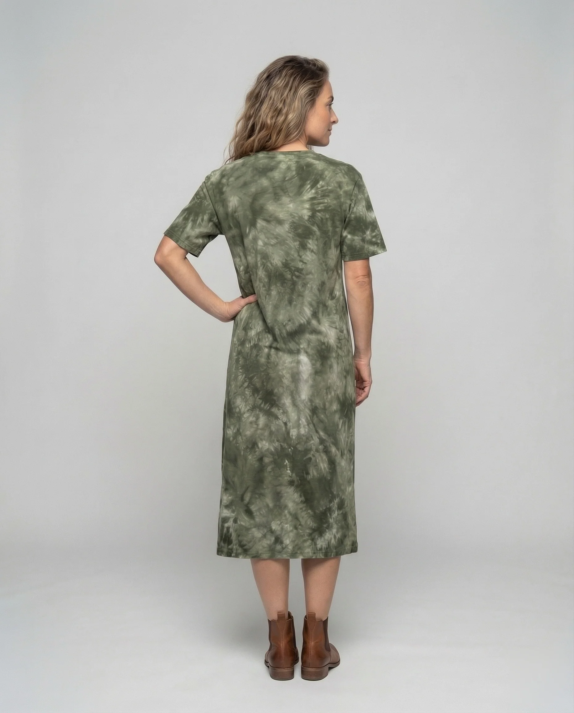 Damen Maxi Jerseykleid mit Batikeffekt - Image 4
