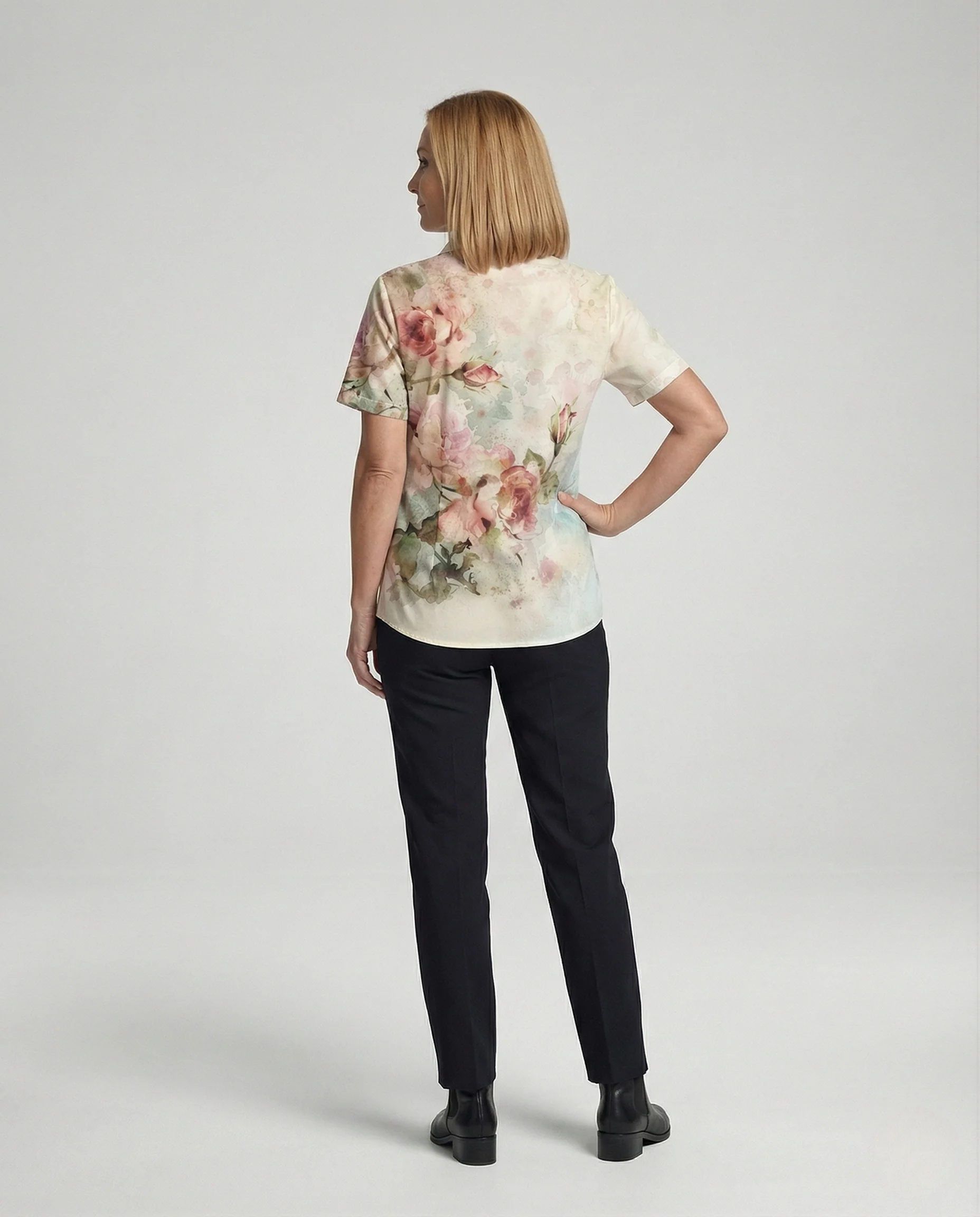 Aquarell Hemdbluse Damen Mit Schlitzen - Image 3
