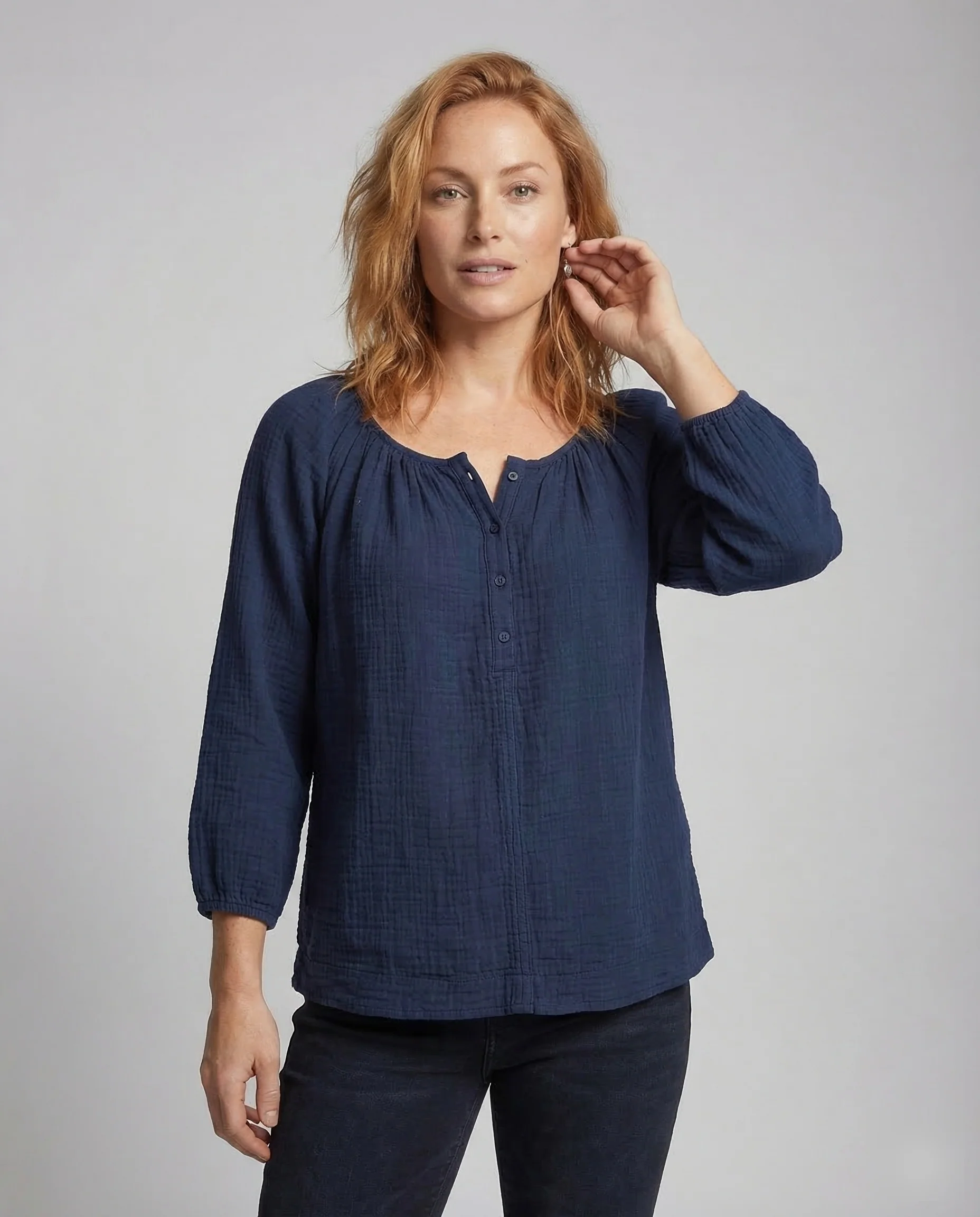 Damen Tunika Bluse Baumwolle Freizeit - Image 2