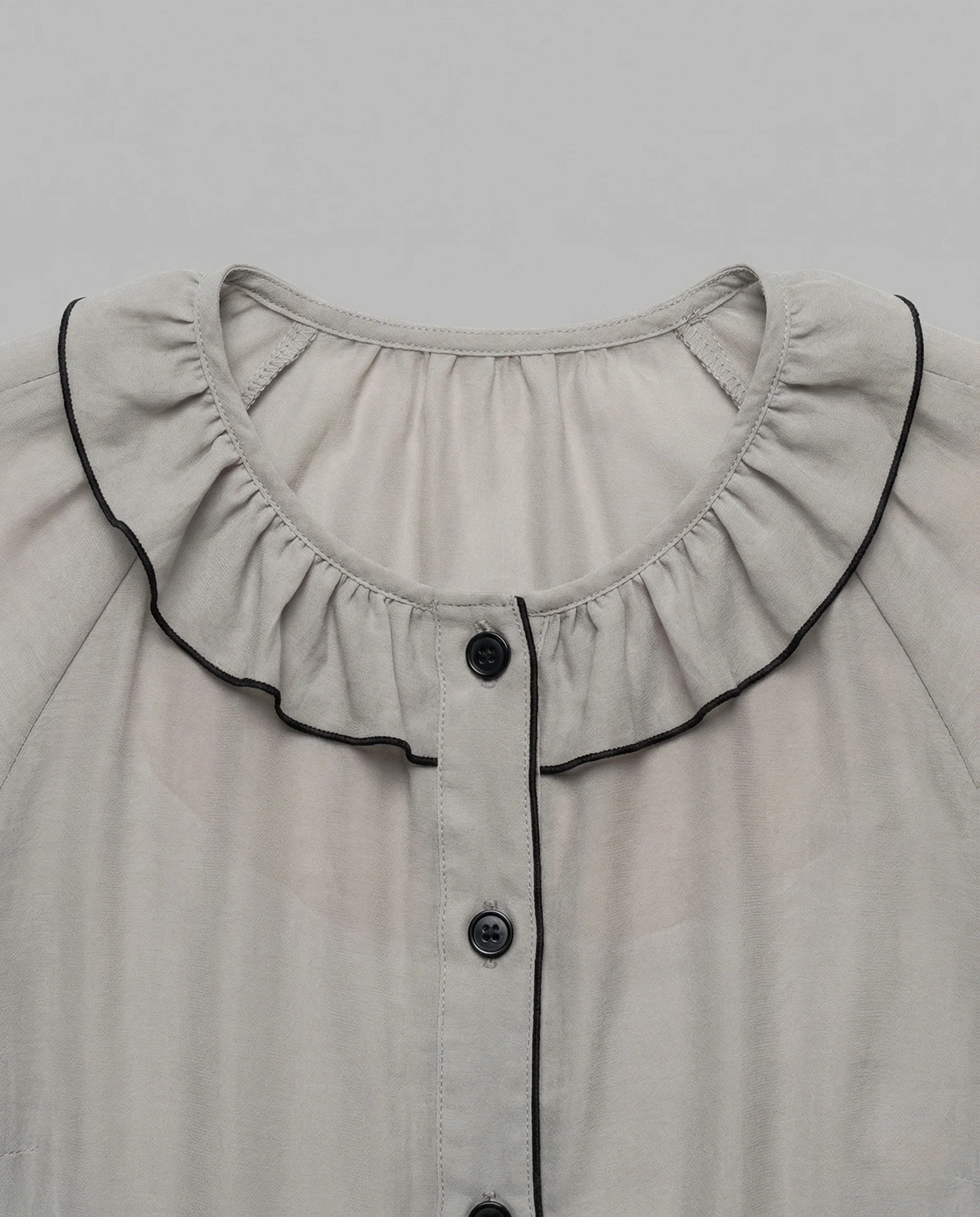 Damen Vintage Chiffonbluse mit Rüschenkragen - Image 4