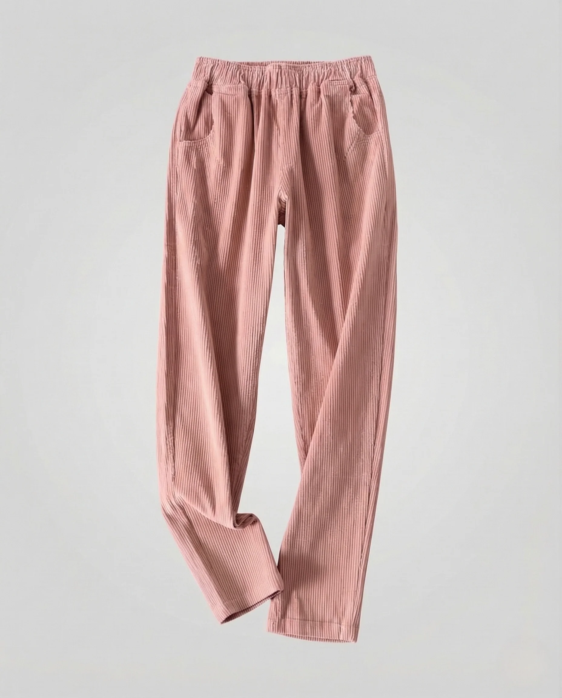 Damen Locker Geschnittene Cordhose mit Elastischem Bund und Geradem Bein - Image 5
