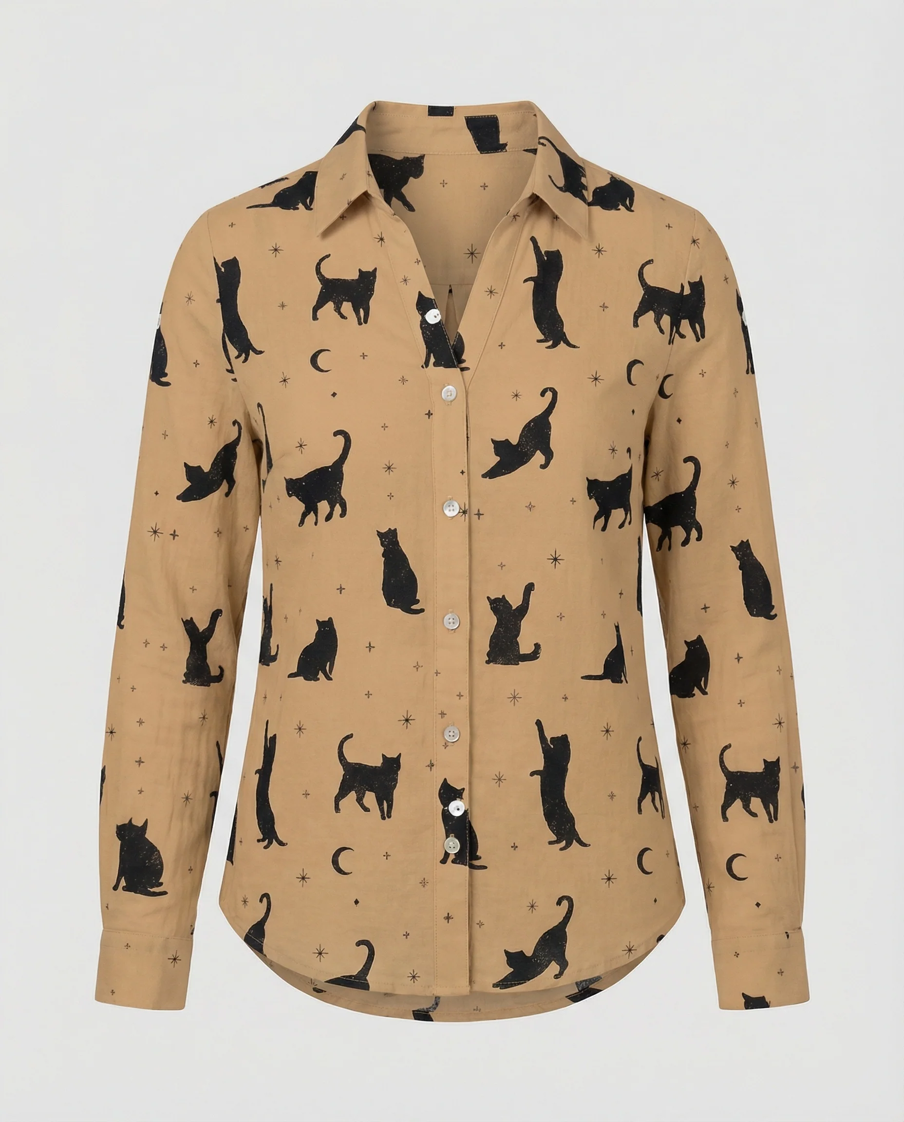 Damen Hemdbluse Katzenprint - Image 12