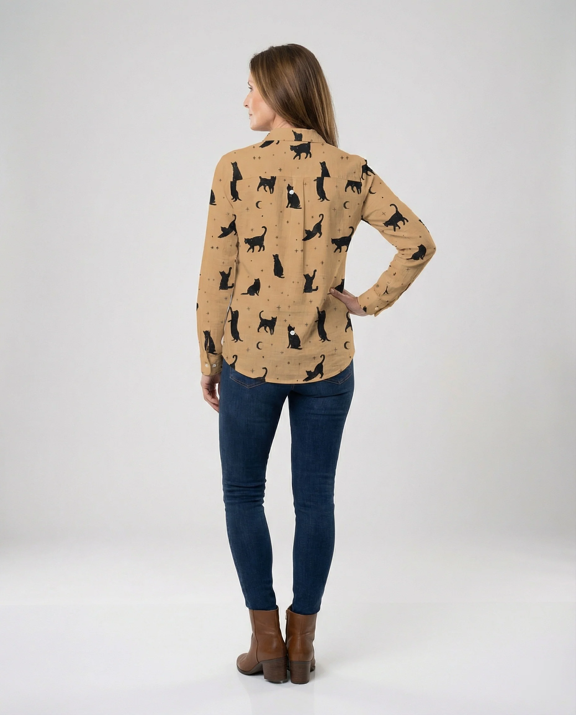Damen Hemdbluse Katzenprint - Image 9
