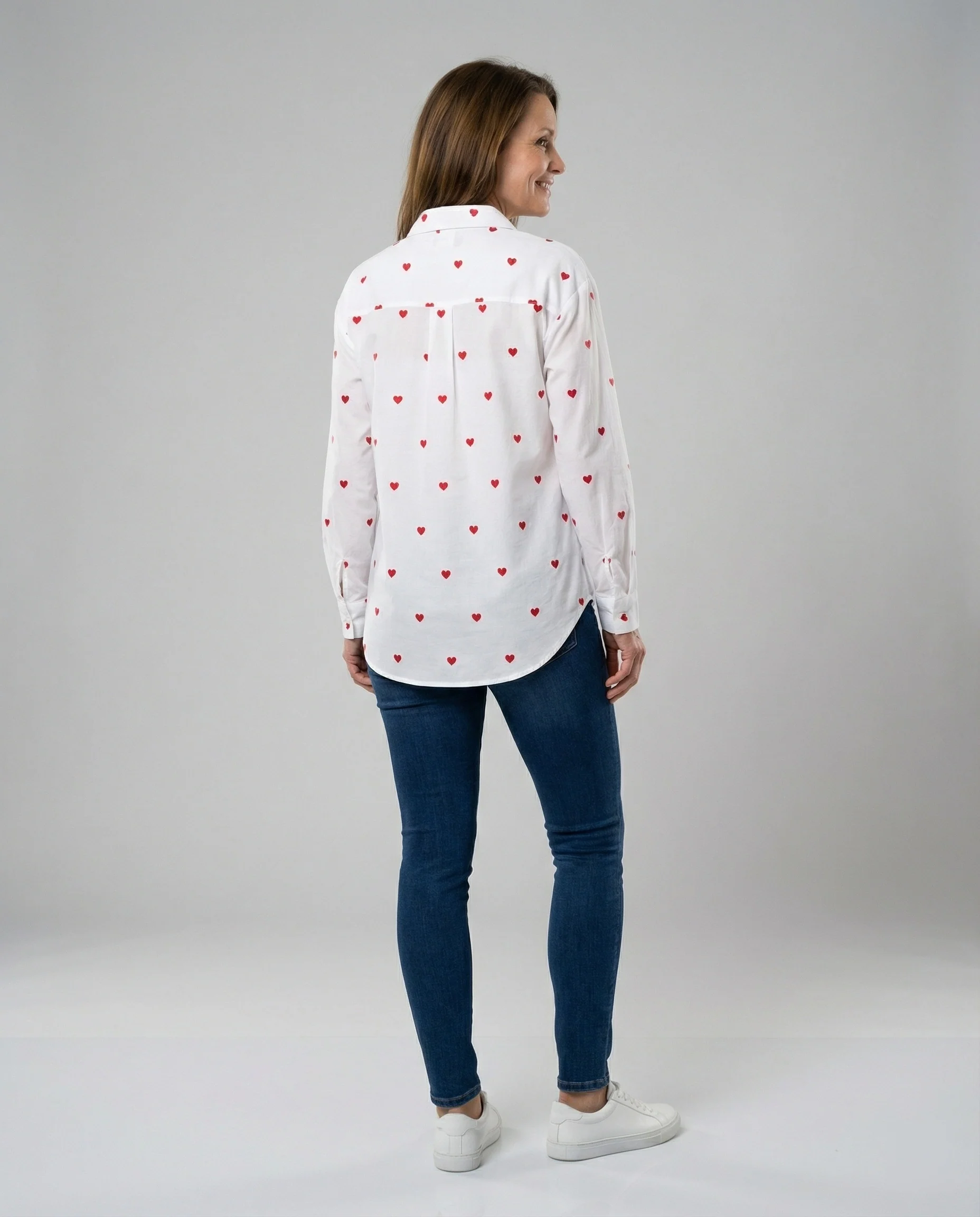 Damen Hemdbluse Herz Print - Image 3
