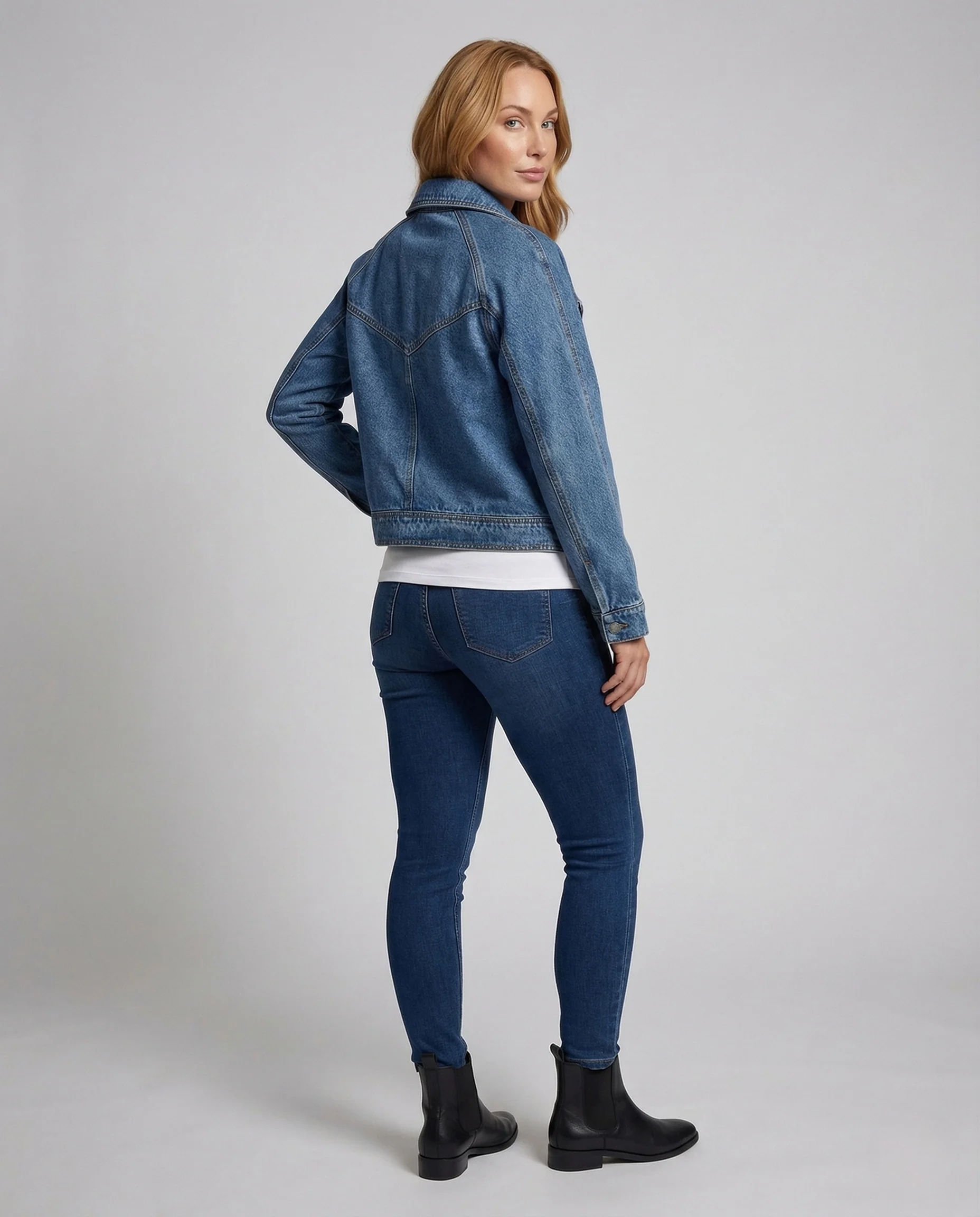 Damen Jeans Bikerjacke Reißverschluss - Image 4