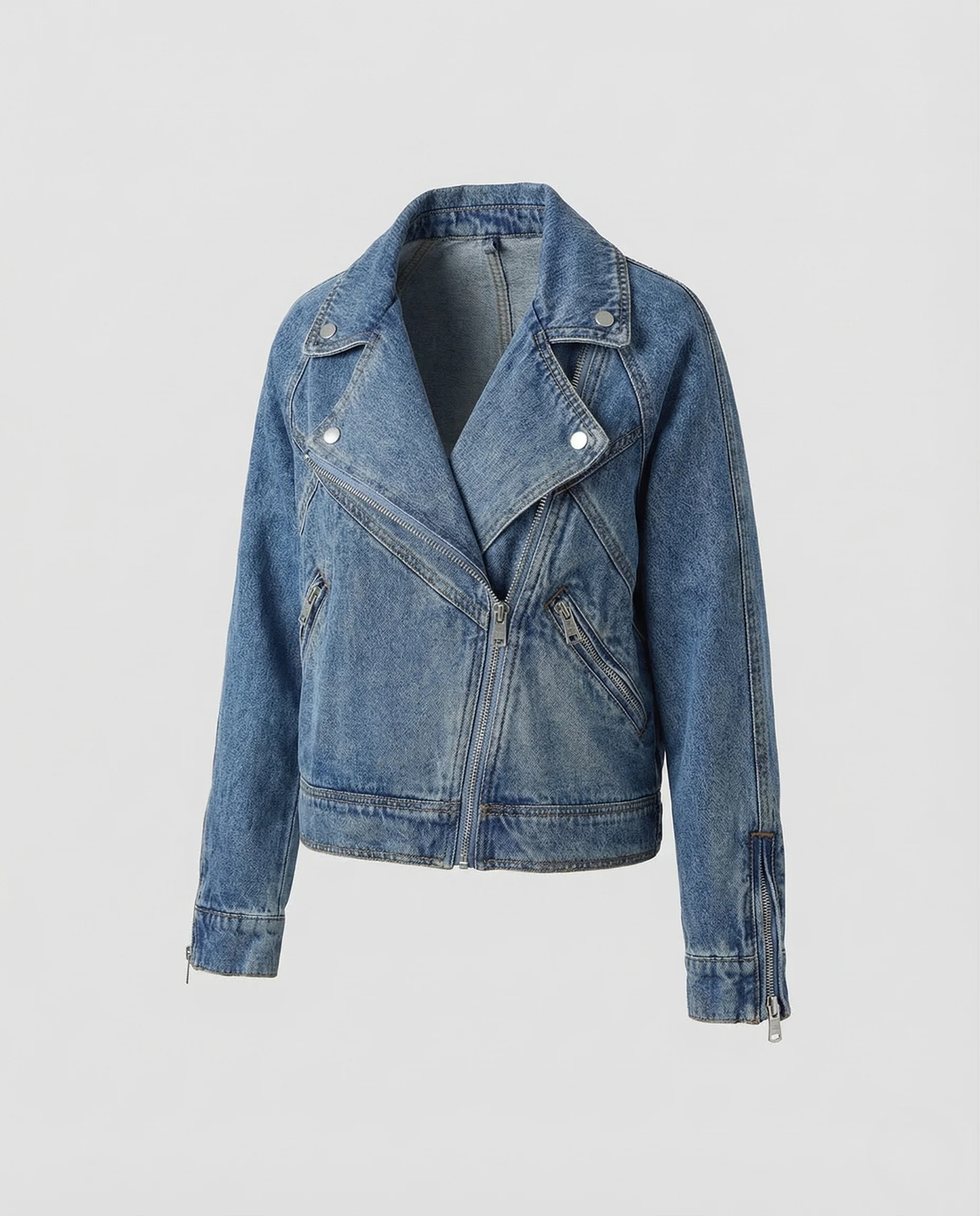 Damen Jeans Bikerjacke Reißverschluss - Image 5