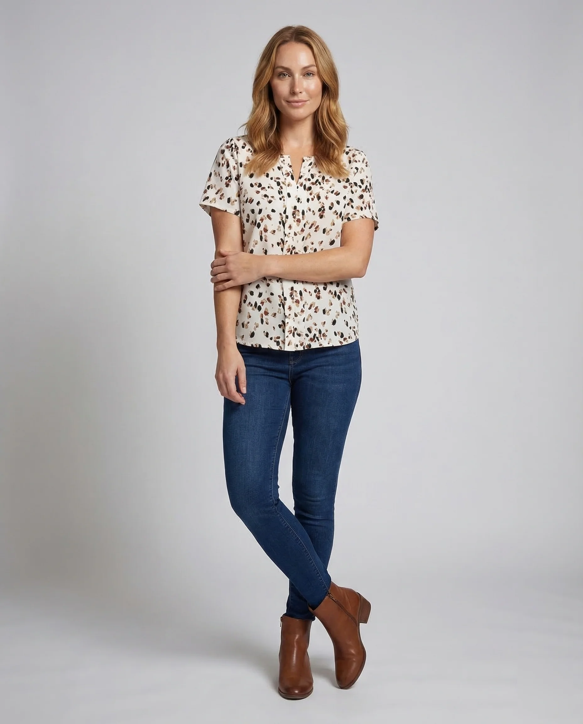 Damen Kurzarmbluse Print